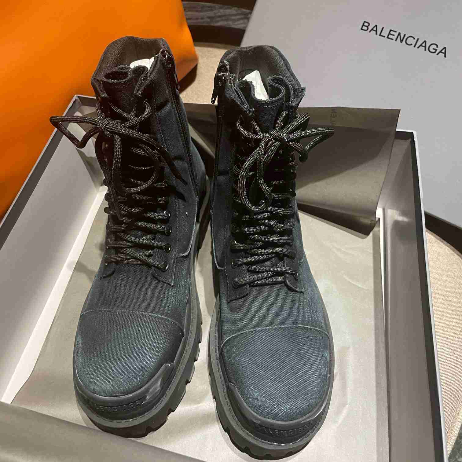 Balenciaga Worn-effect Combat Boots - DopestKickz