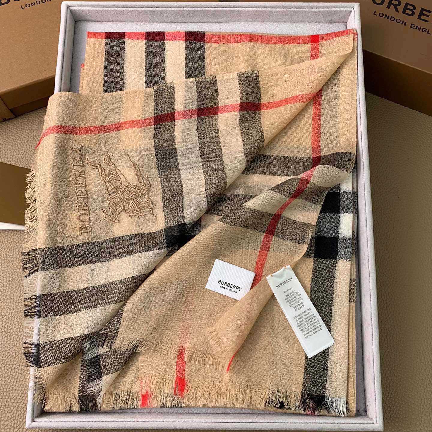 Burberry Lightweight Check Wool Silk Scarf - DopestKickz