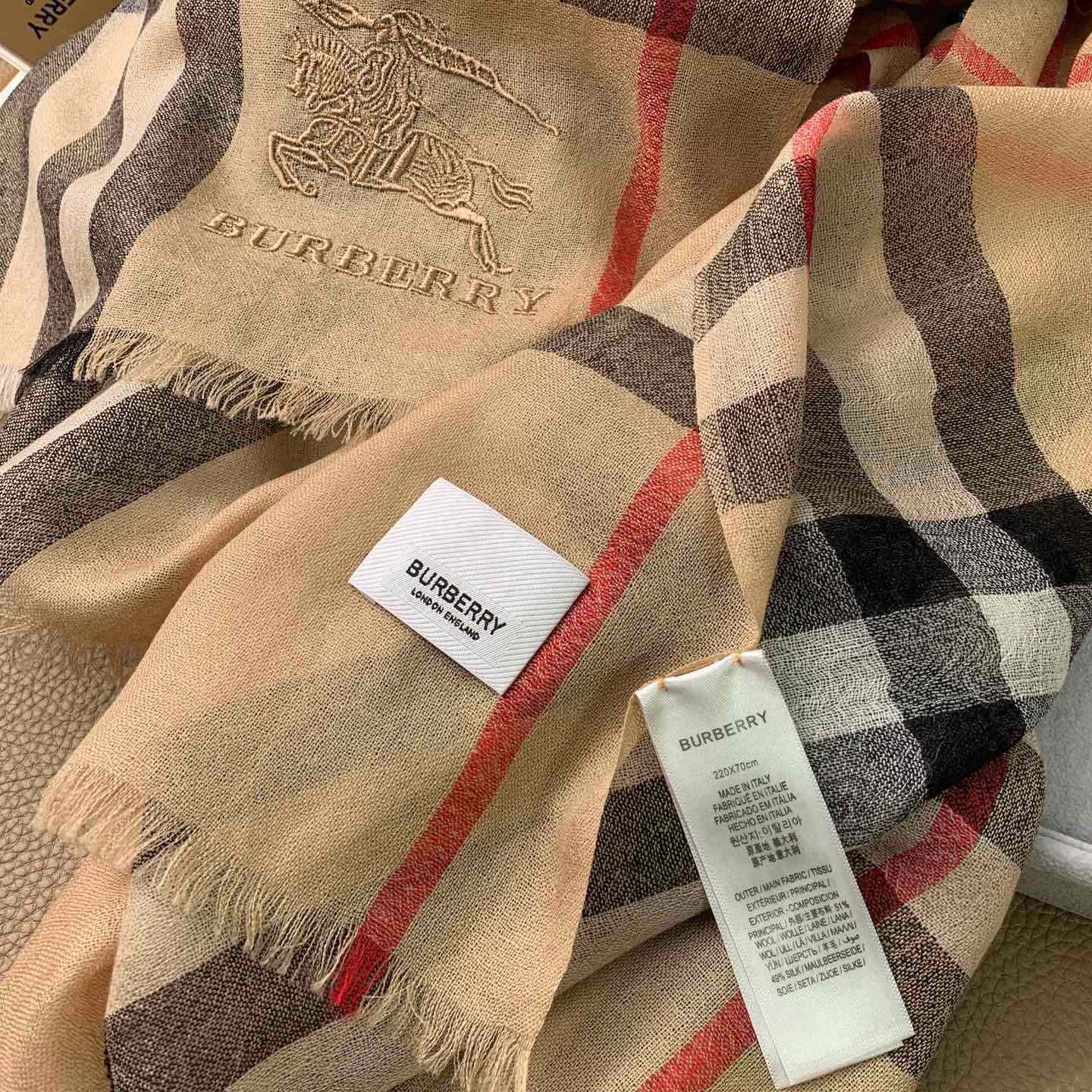 Burberry Lightweight Check Wool Silk Scarf - DopestKickz