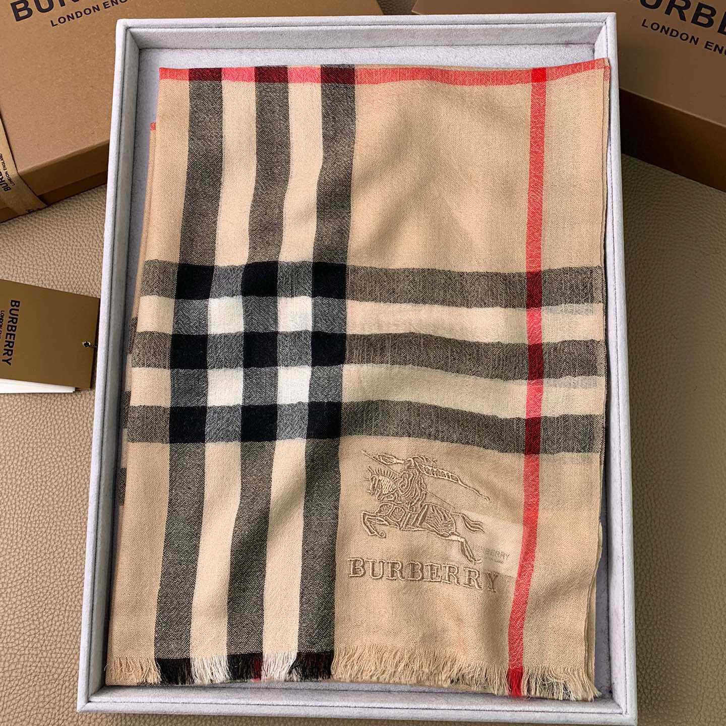 Burberry Lightweight Check Wool Silk Scarf - DopestKickz