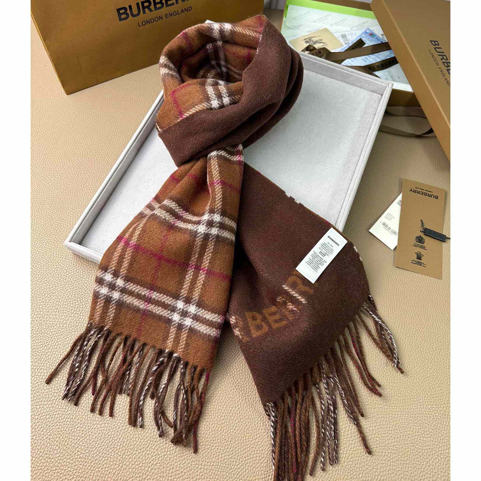 Burberry Reversible Check Cashmere Scarf - DopestKickz