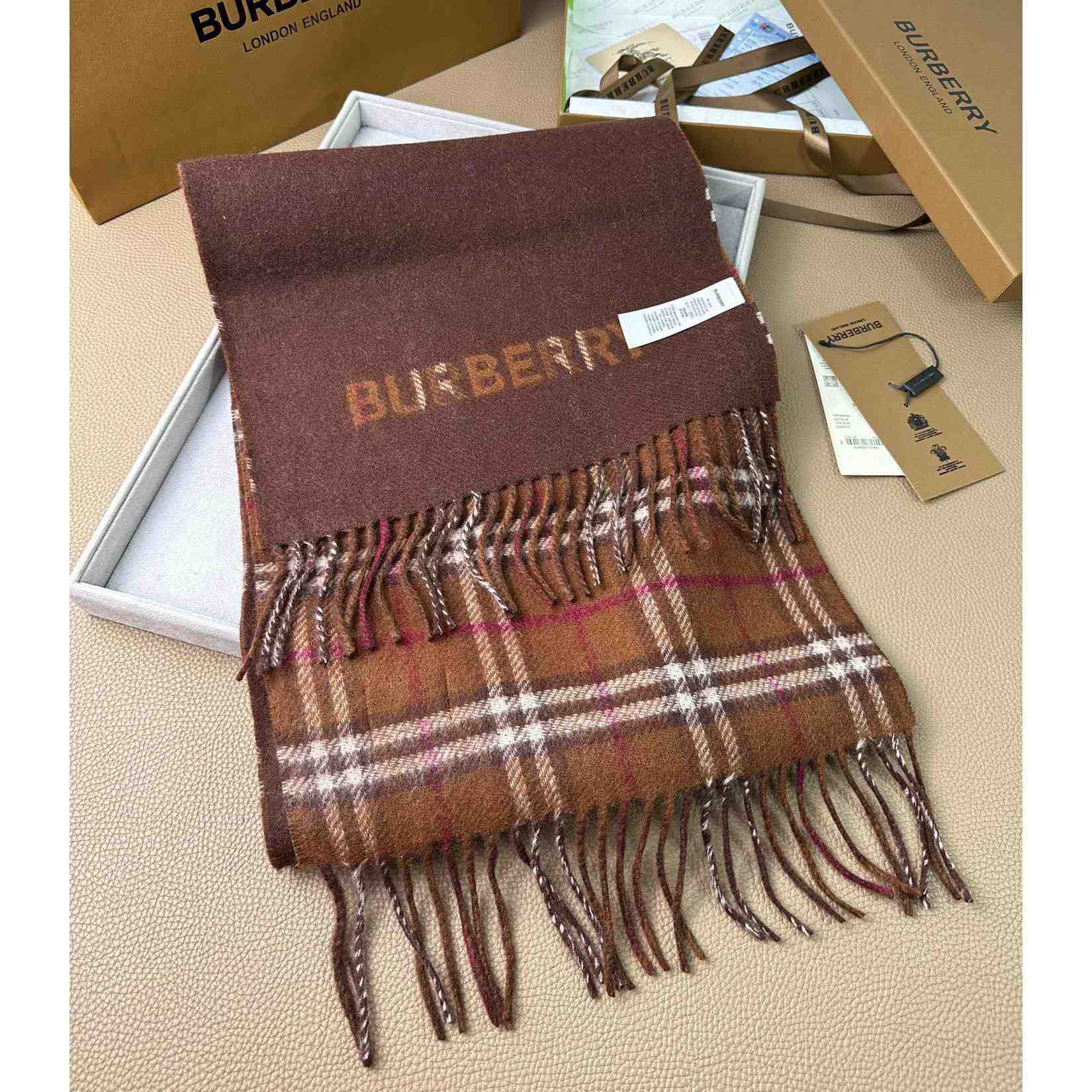 Burberry Reversible Check Cashmere Scarf - DopestKickz