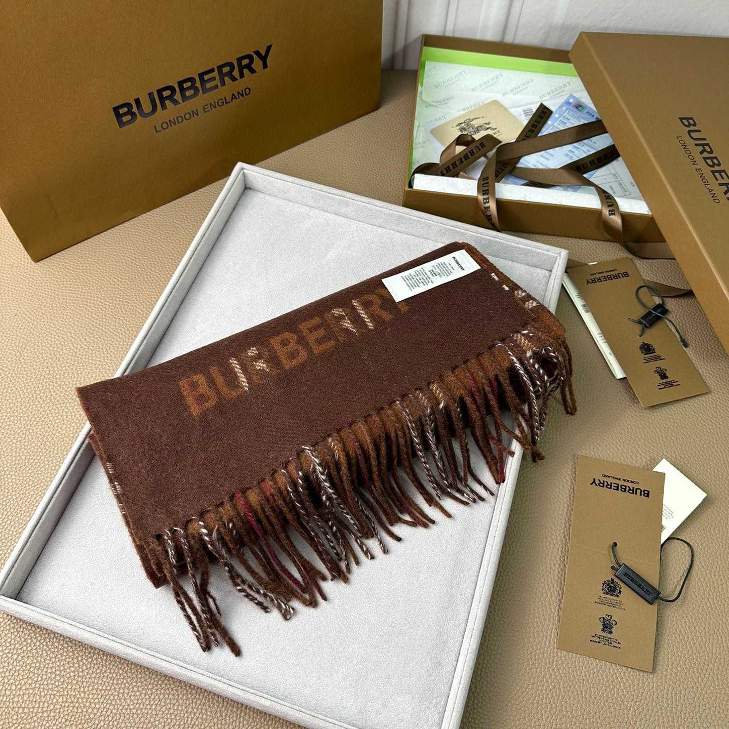 Burberry Reversible Check Cashmere Scarf - DopestKickz