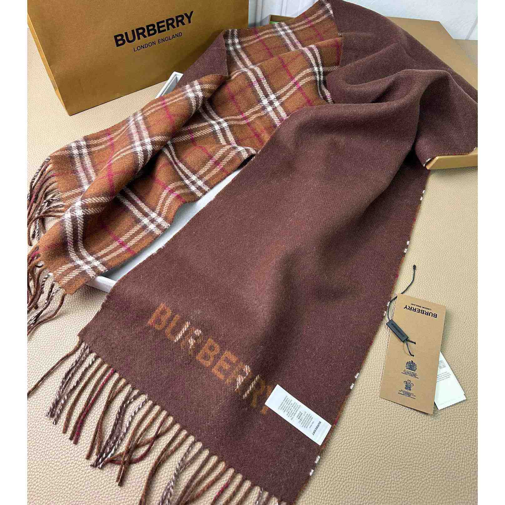 Burberry Reversible Check Cashmere Scarf - DopestKickz