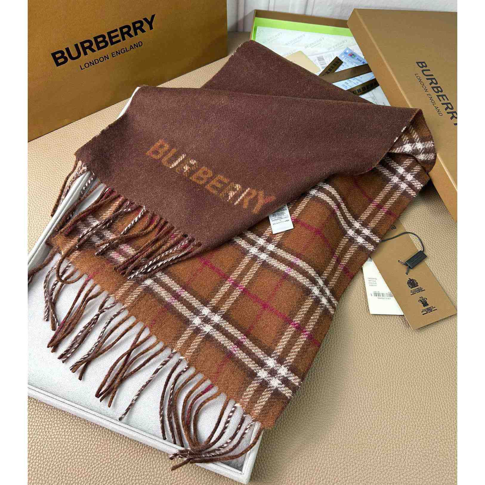 Burberry Reversible Check Cashmere Scarf - DopestKickz