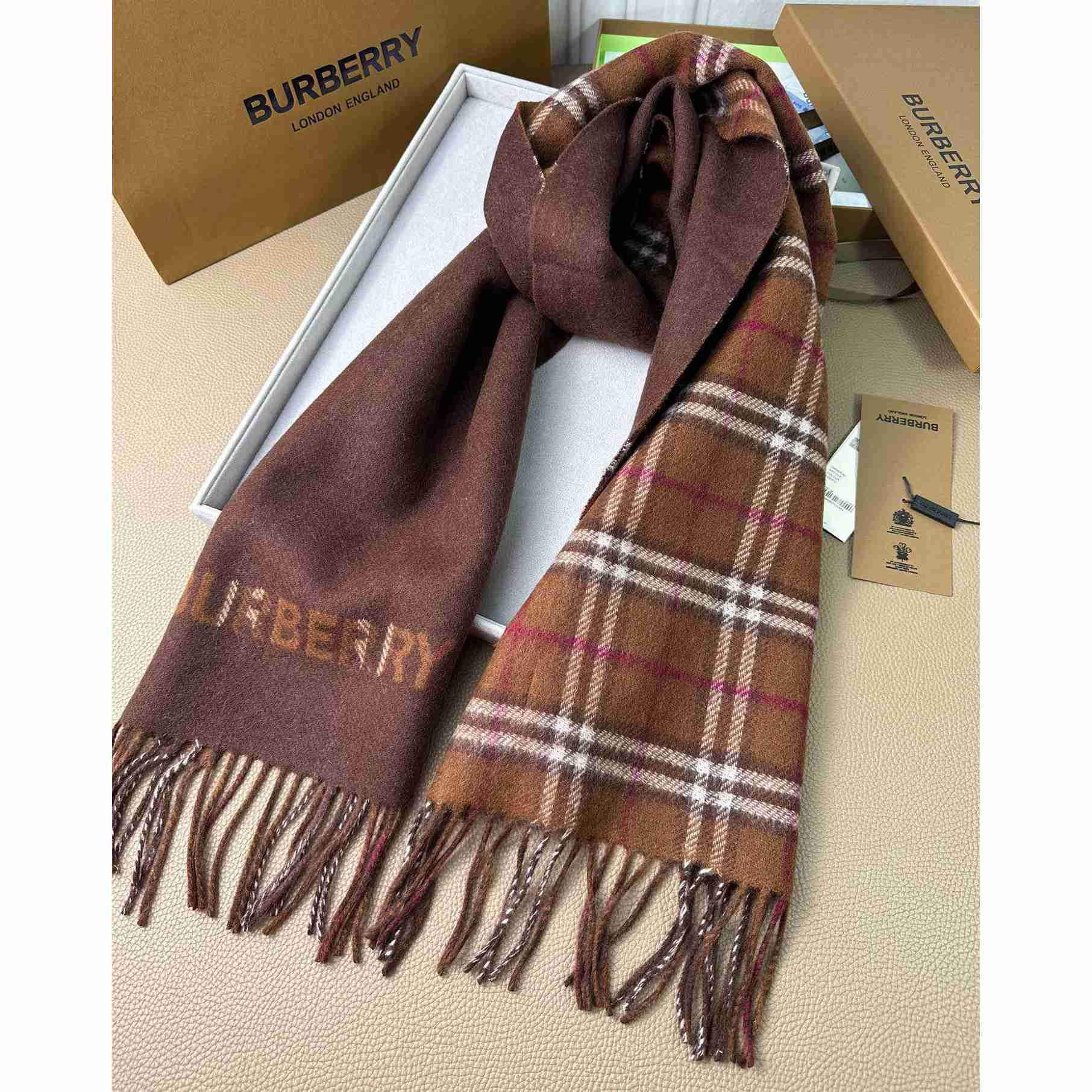 Burberry Reversible Check Cashmere Scarf - DopestKickz