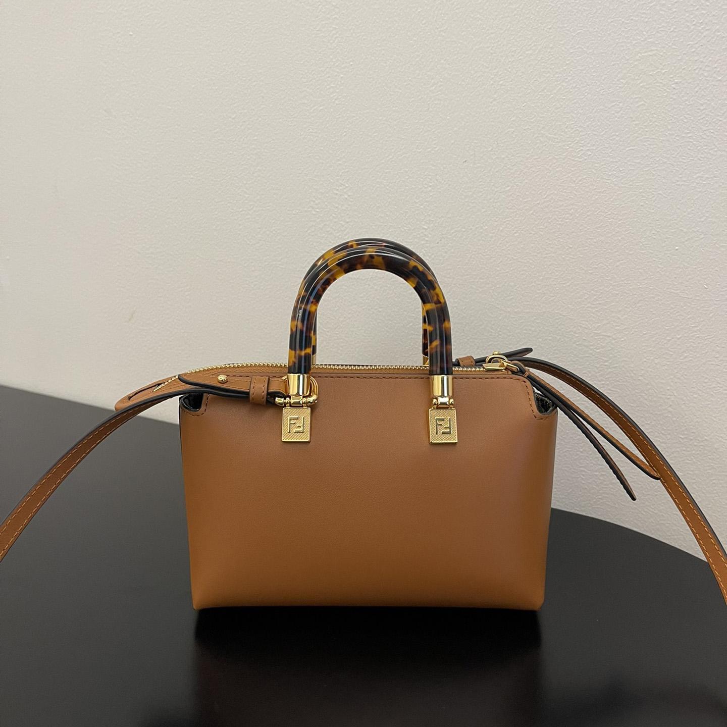 Fendi By The Way Mini Small Brown Leather Boston Bag  - DopestKickz