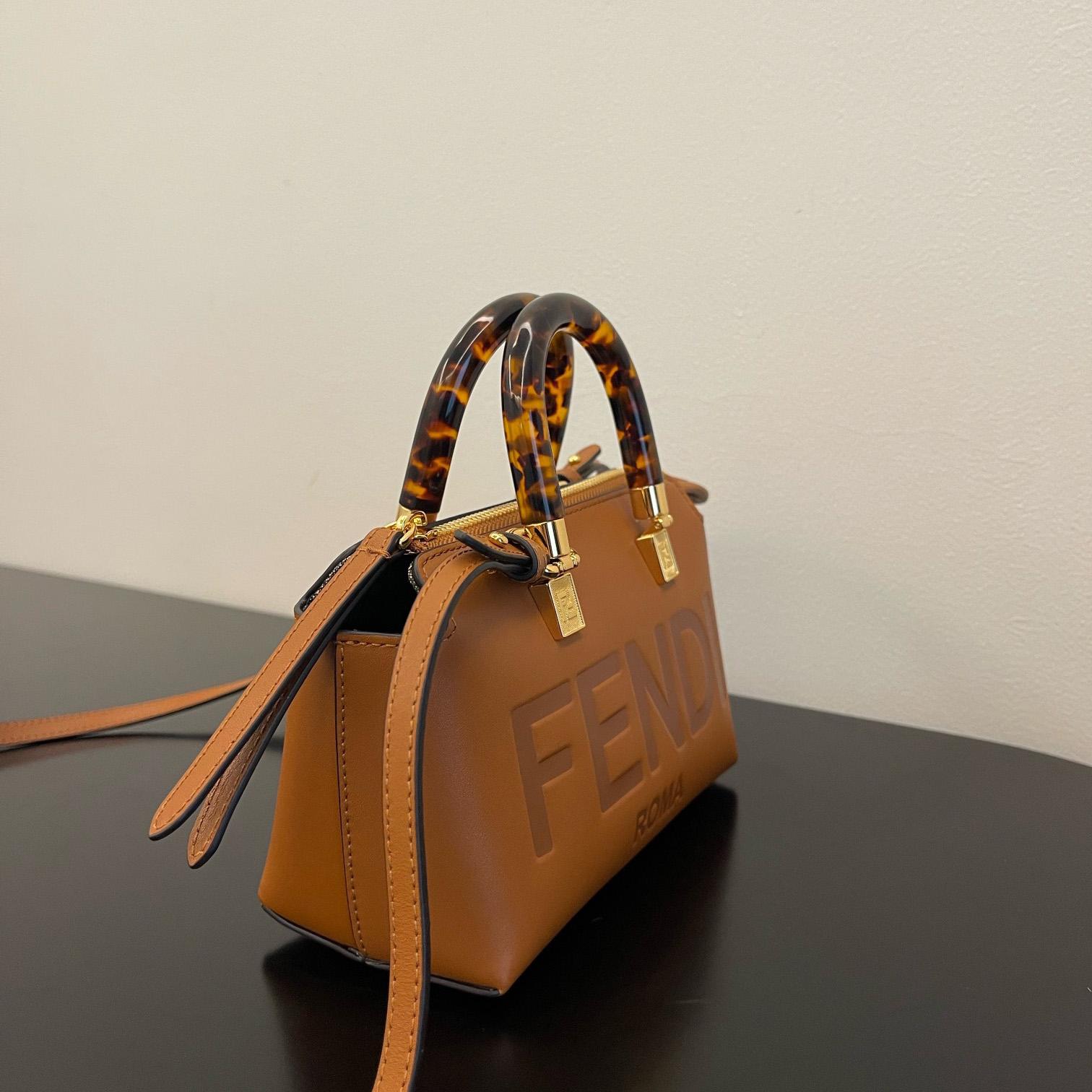 Fendi By The Way Mini Small Brown Leather Boston Bag  - DopestKickz