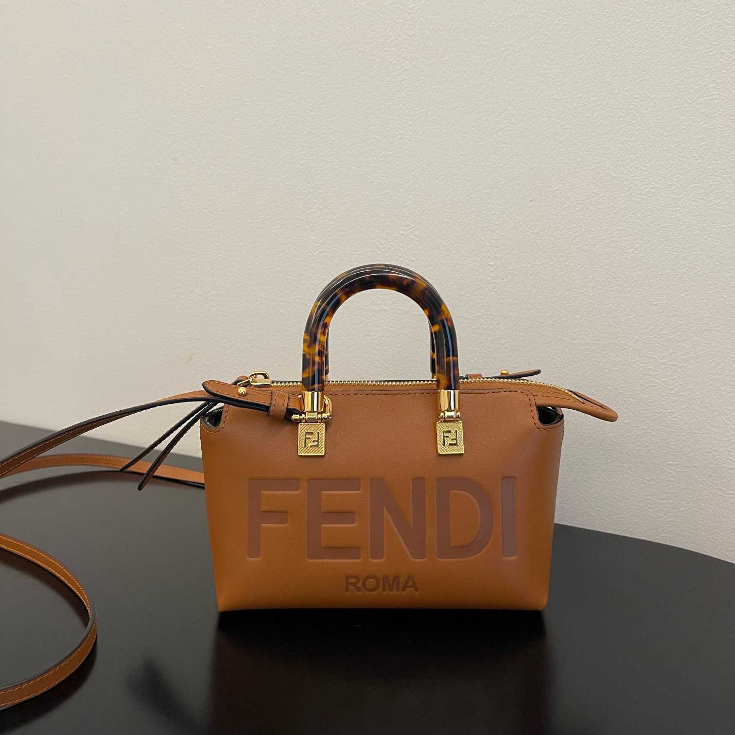 Fendi By The Way Mini Small Brown Leather Boston Bag  - DopestKickz