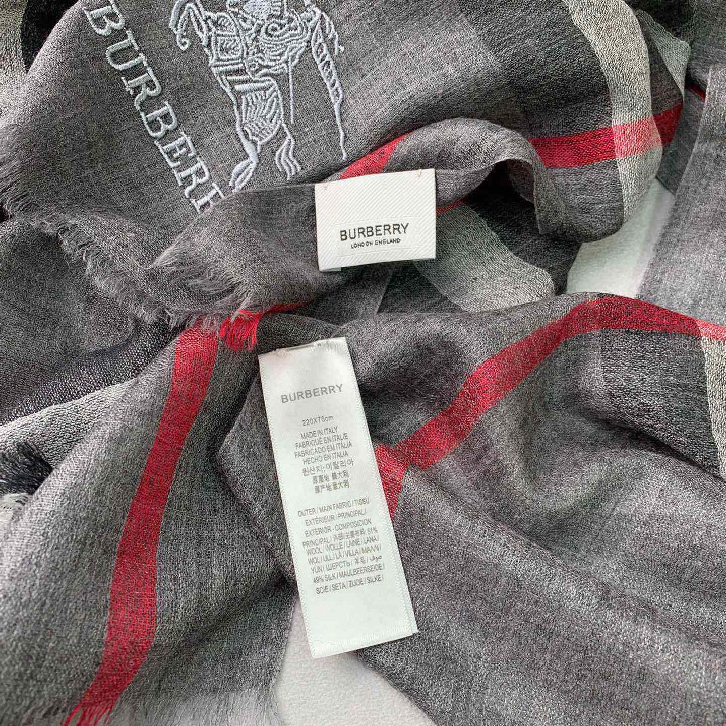 Burberry Lightweight Check Wool Silk Scarf - DopestKickz