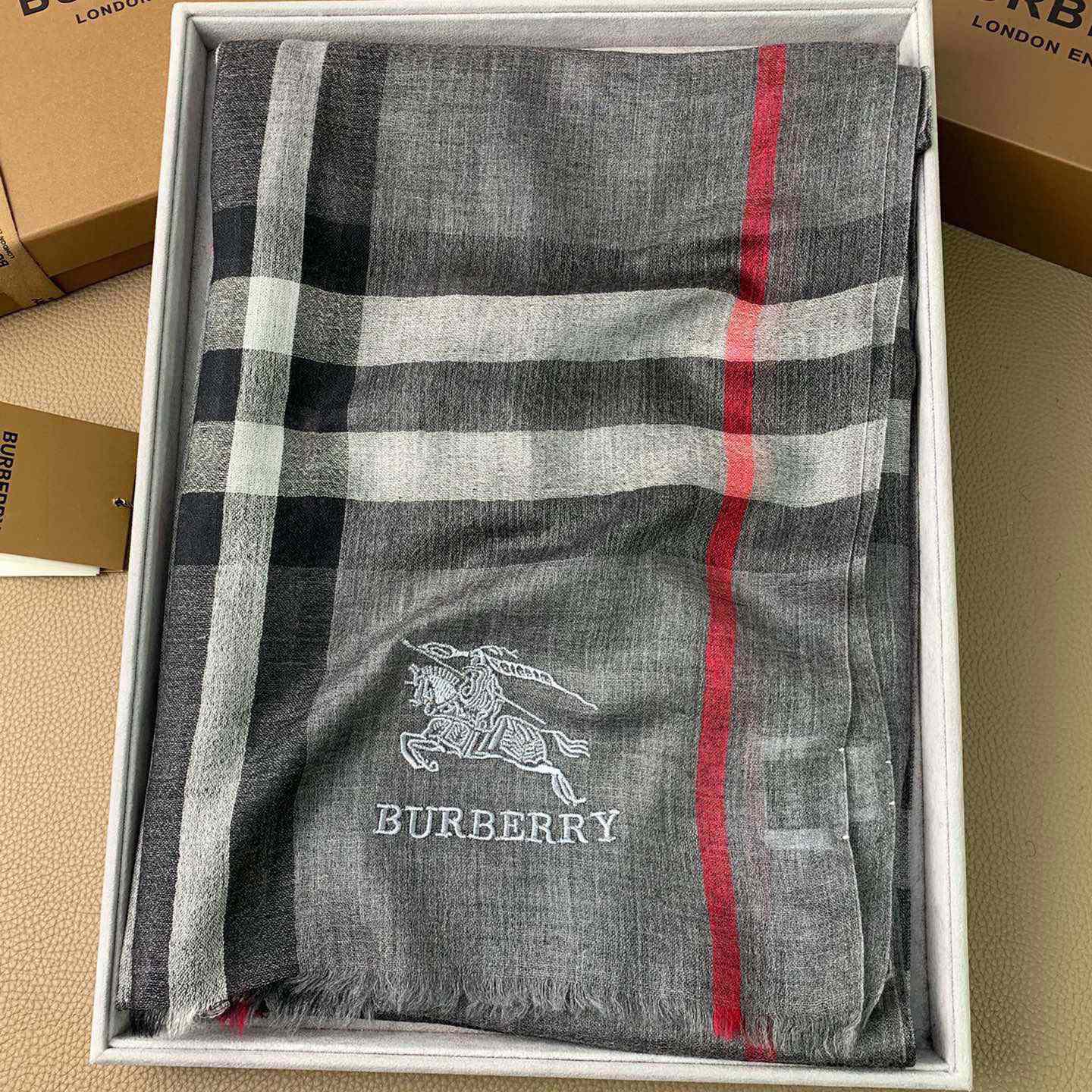 Burberry Lightweight Check Wool Silk Scarf - DopestKickz