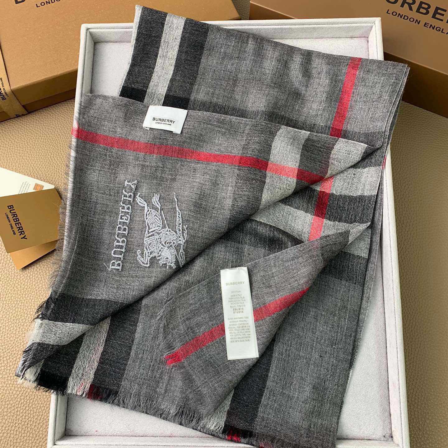 Burberry Lightweight Check Wool Silk Scarf - DopestKickz