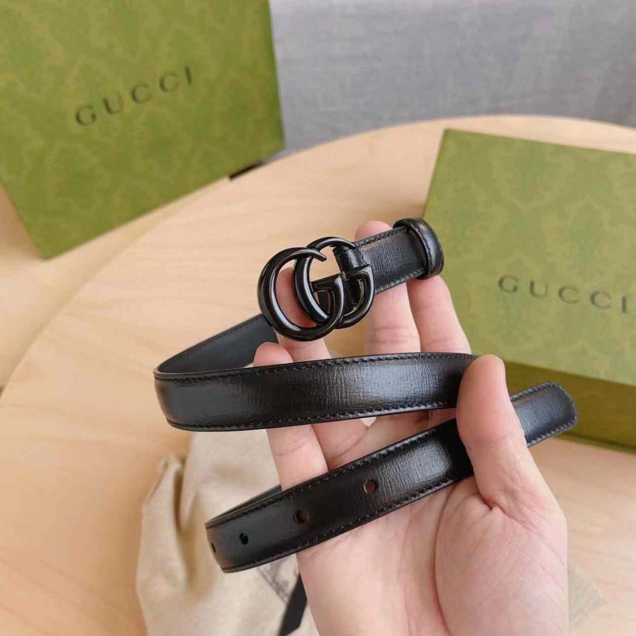Gucci Leather Belt With Double G Buckle - DopestKickz