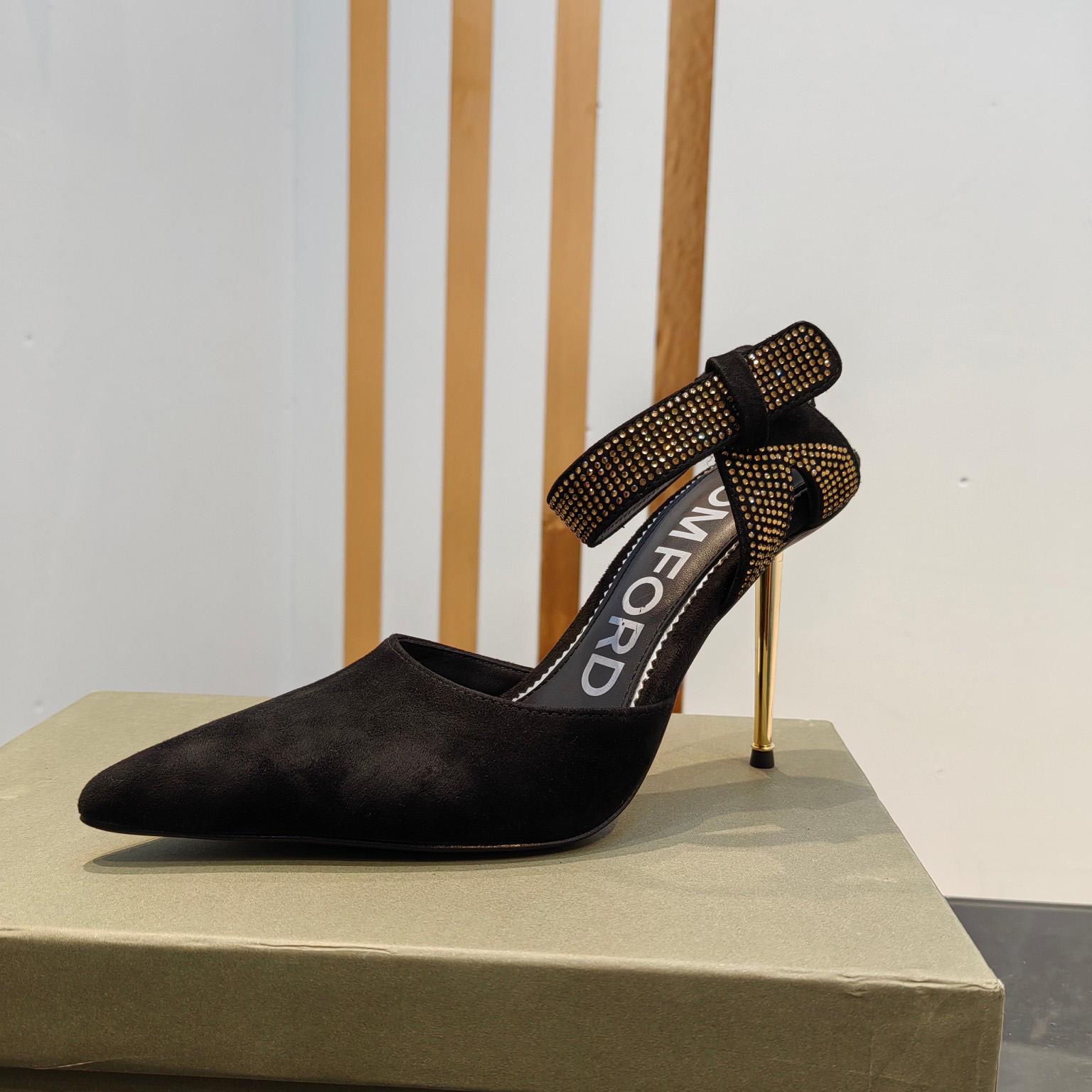 Tom Ford Asymmetric Crystal Ankle Strap Pumps - DopestKickz