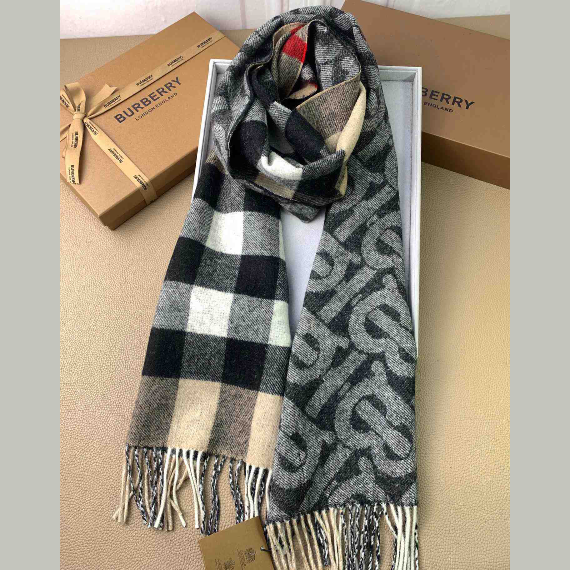 Burberry Check Cashmere Reversible Scarf - DopestKickz