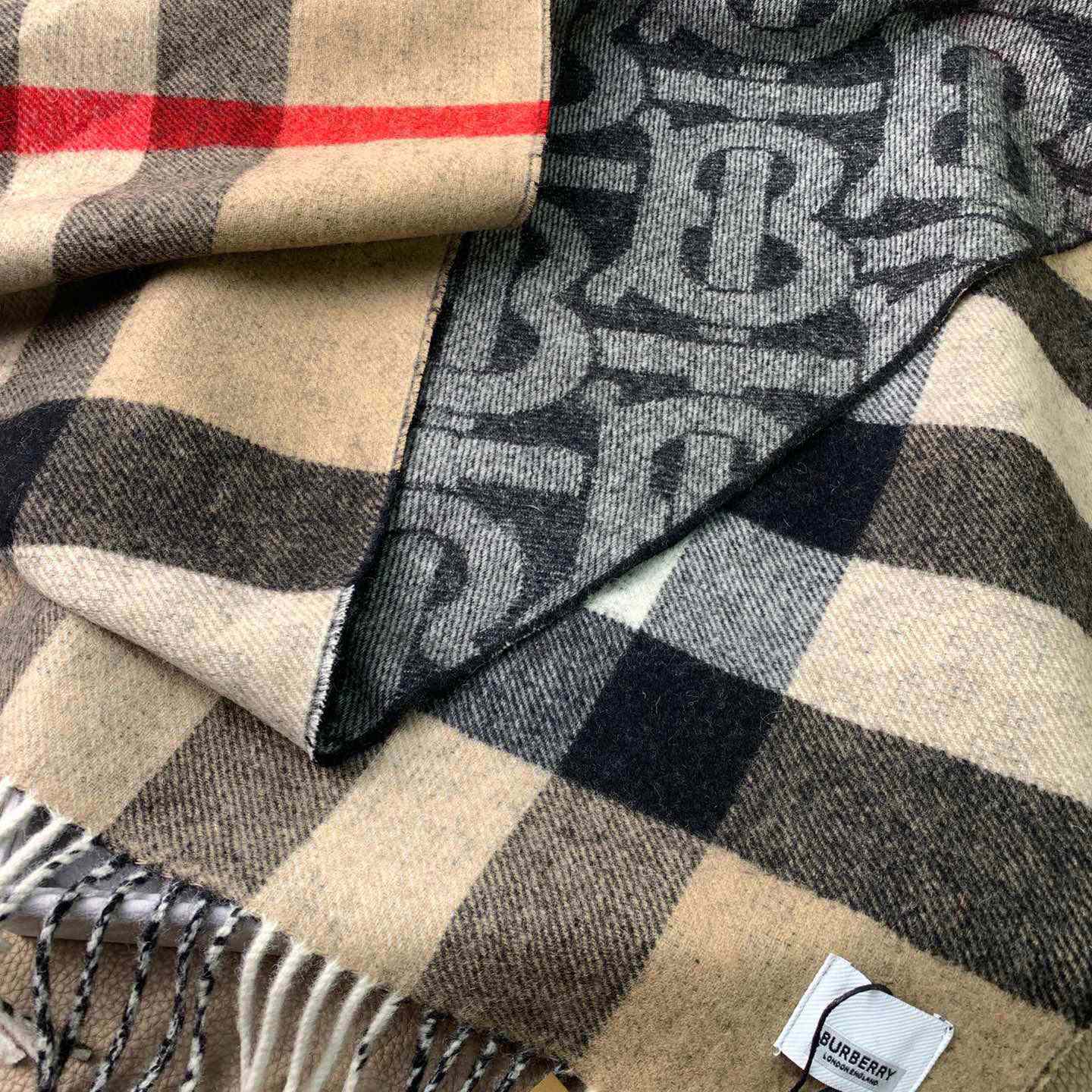 Burberry Check Cashmere Reversible Scarf - DopestKickz