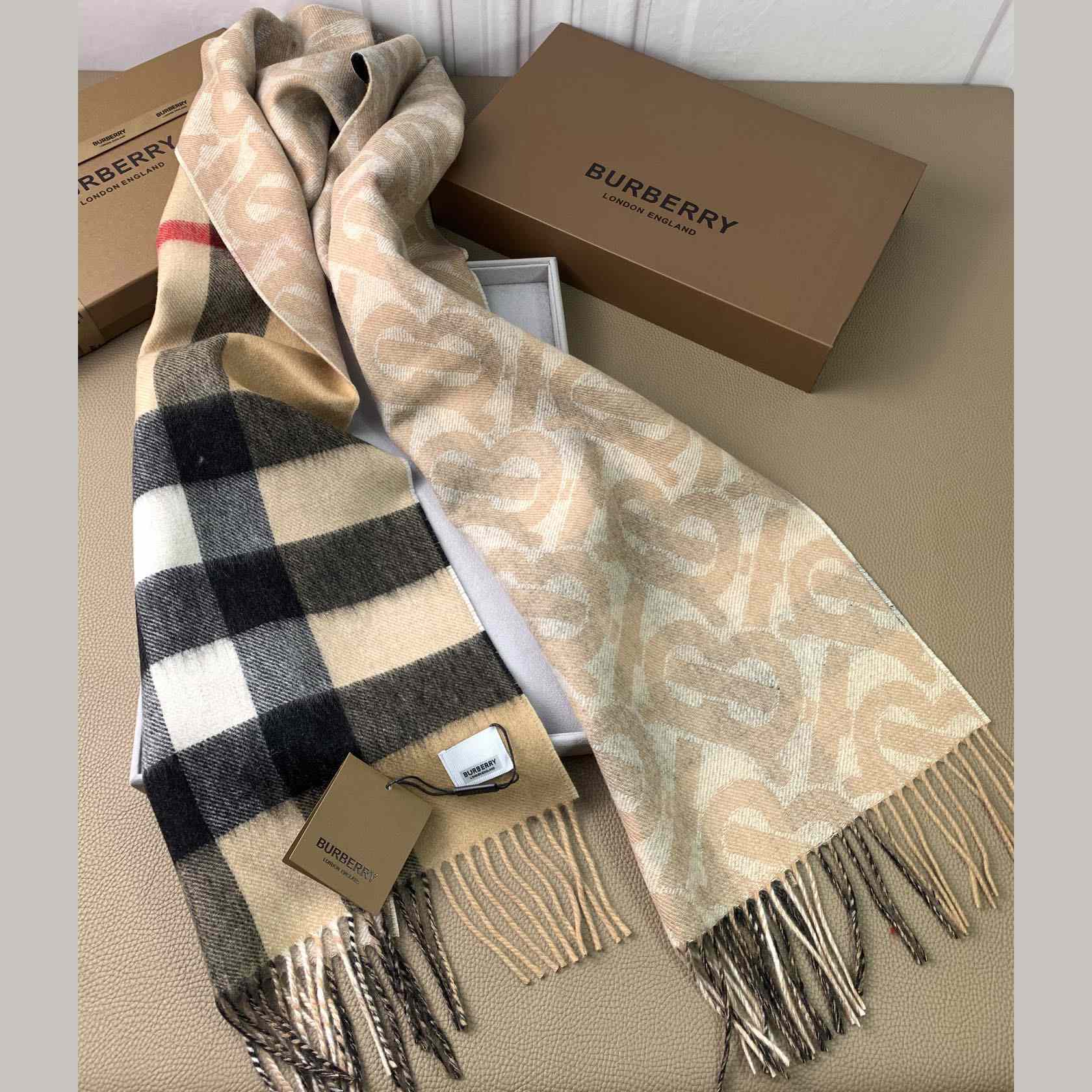 Burberry Check Cashmere Reversible Scarf - DopestKickz