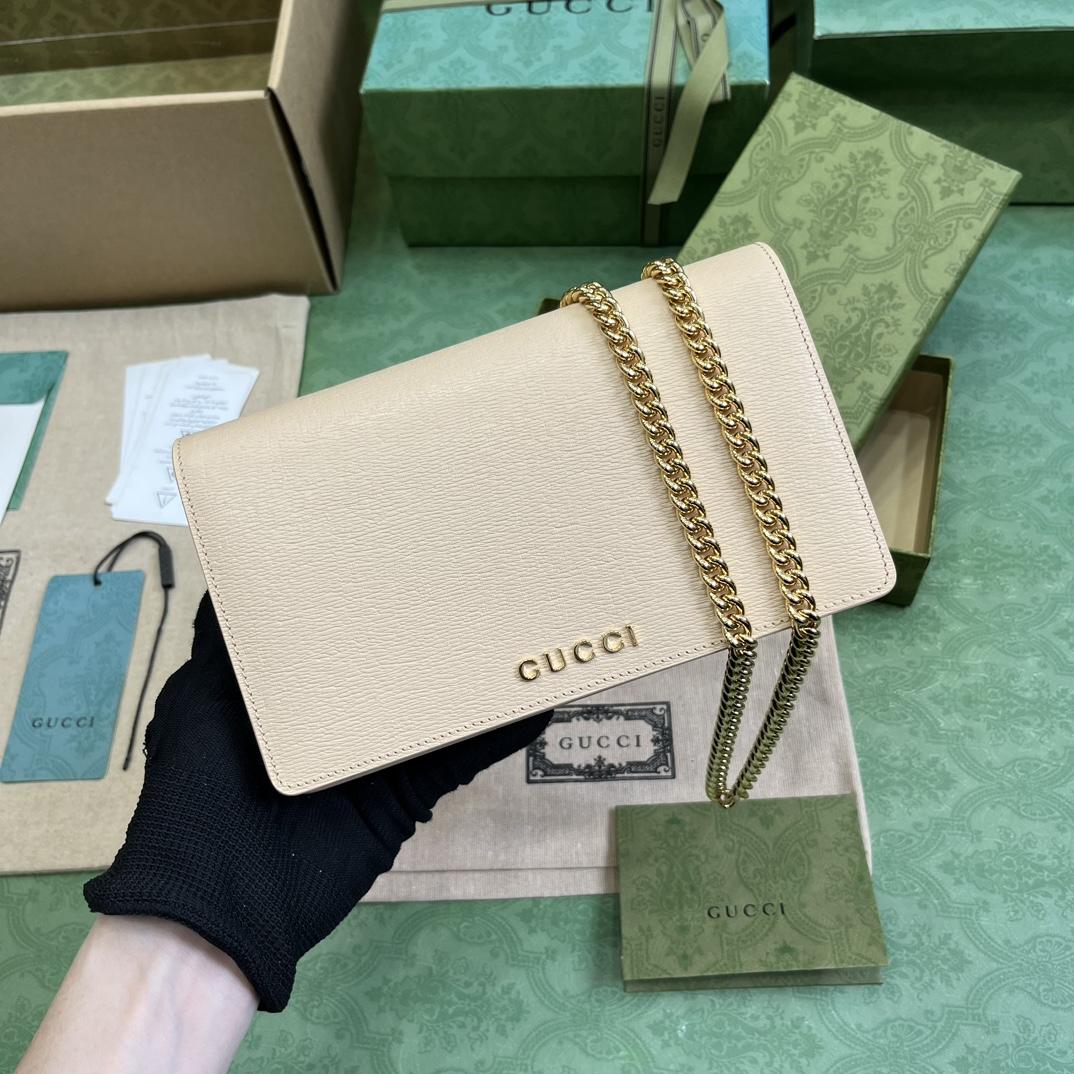 Gucci Chain Wallet With Gucci Script (12.5x 20x 4cm) - DopestKickz
