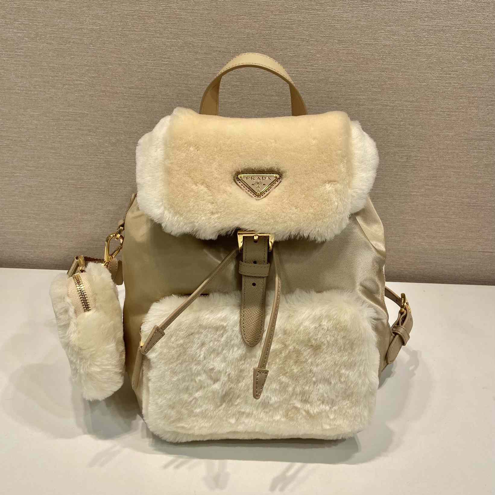 Prada Re-Nylon And Shearling Backpack - DopestKickz