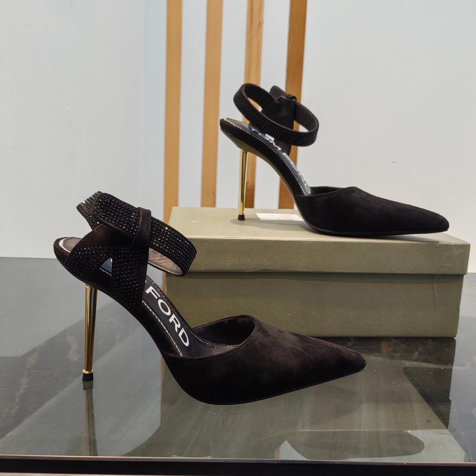 Tom Ford Asymmetric Crystal Ankle Strap Pumps - DopestKickz