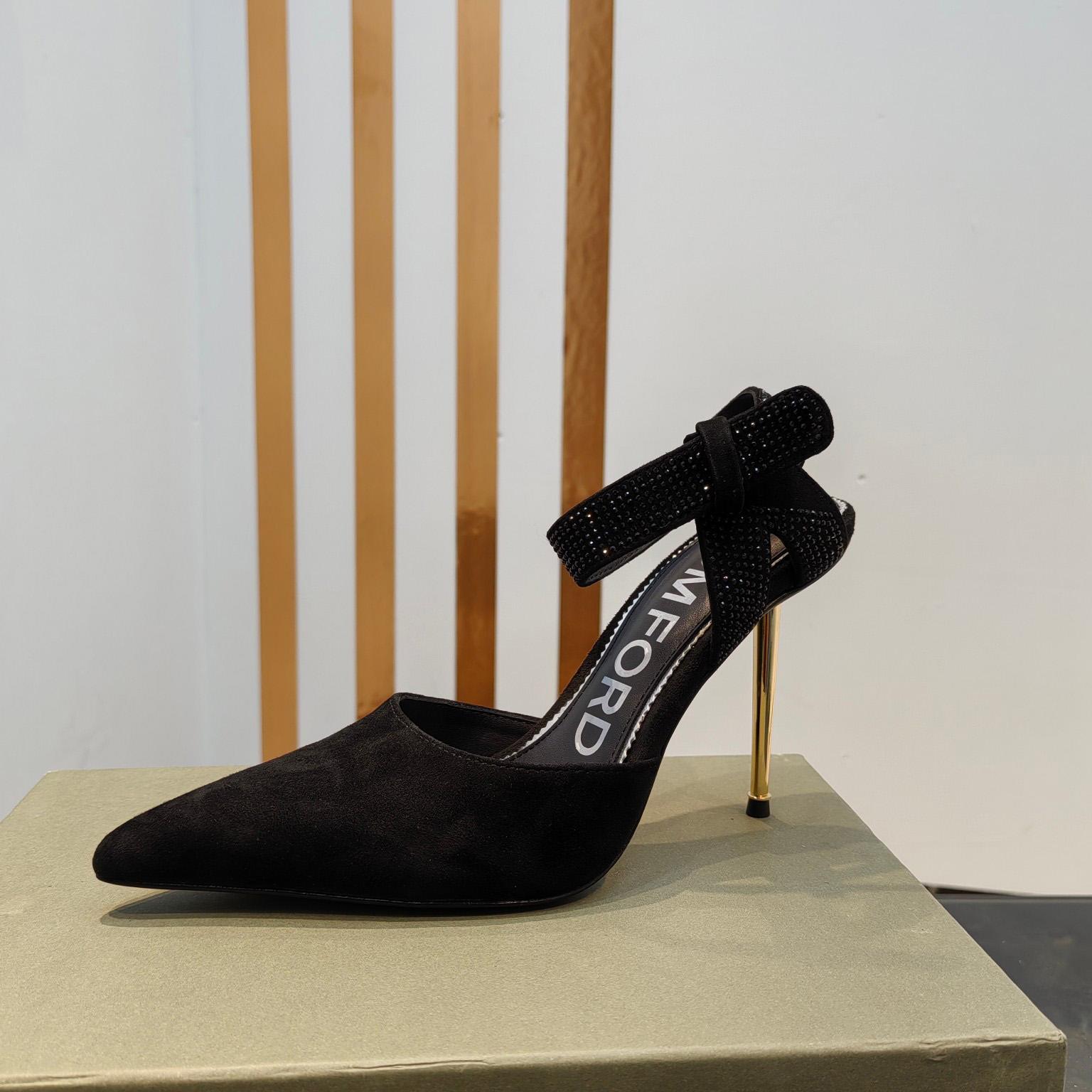 Tom Ford Asymmetric Crystal Ankle Strap Pumps - DopestKickz