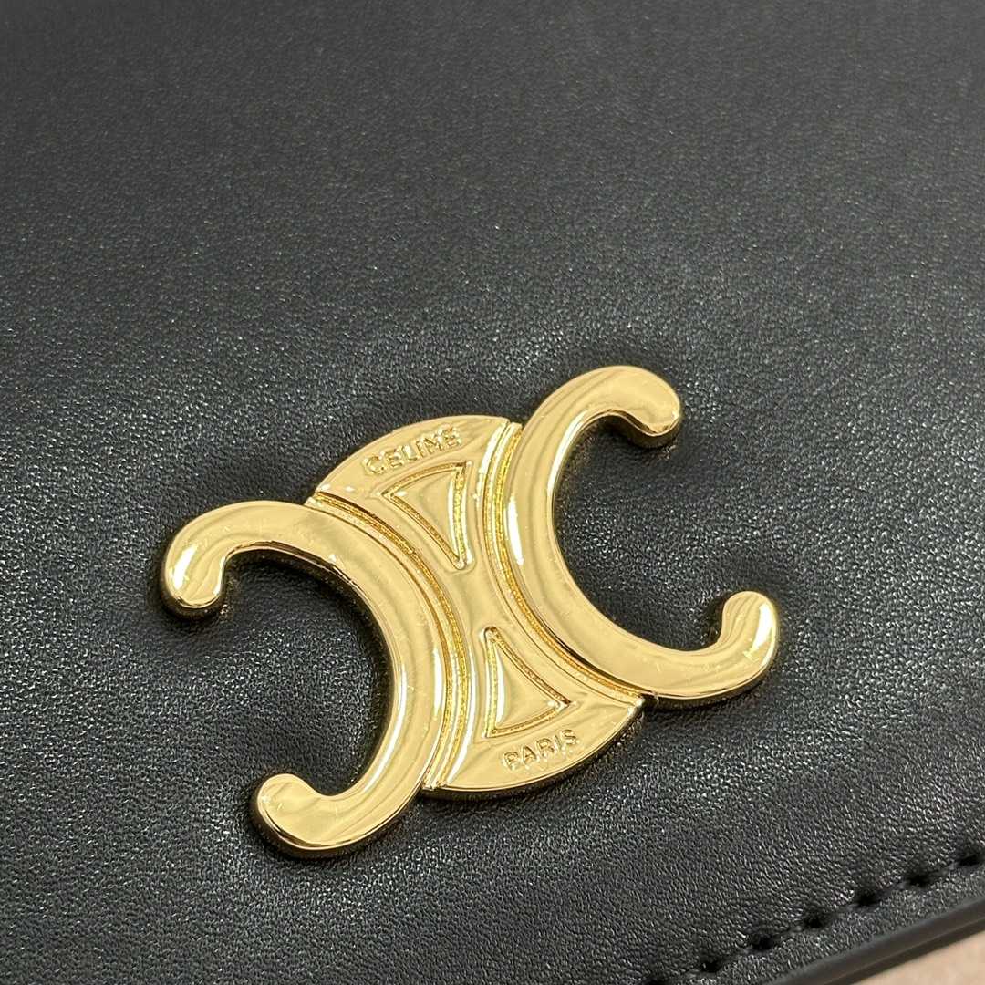Celine Triomphe Compact Wallet In Shiny Calfskin - DopestKickz