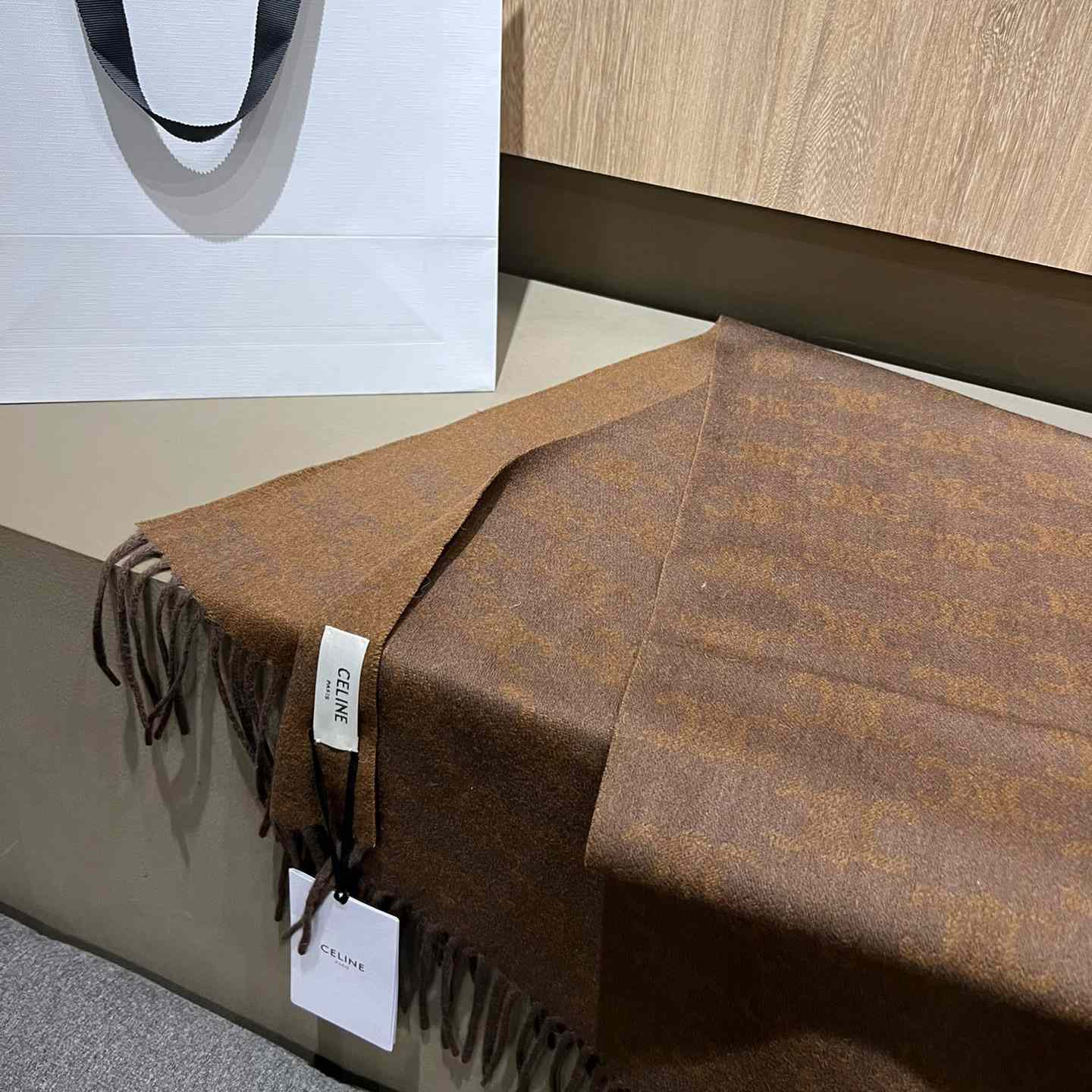 Celine Scarf In Monogram Cashmere Brown/toffee - DopestKickz