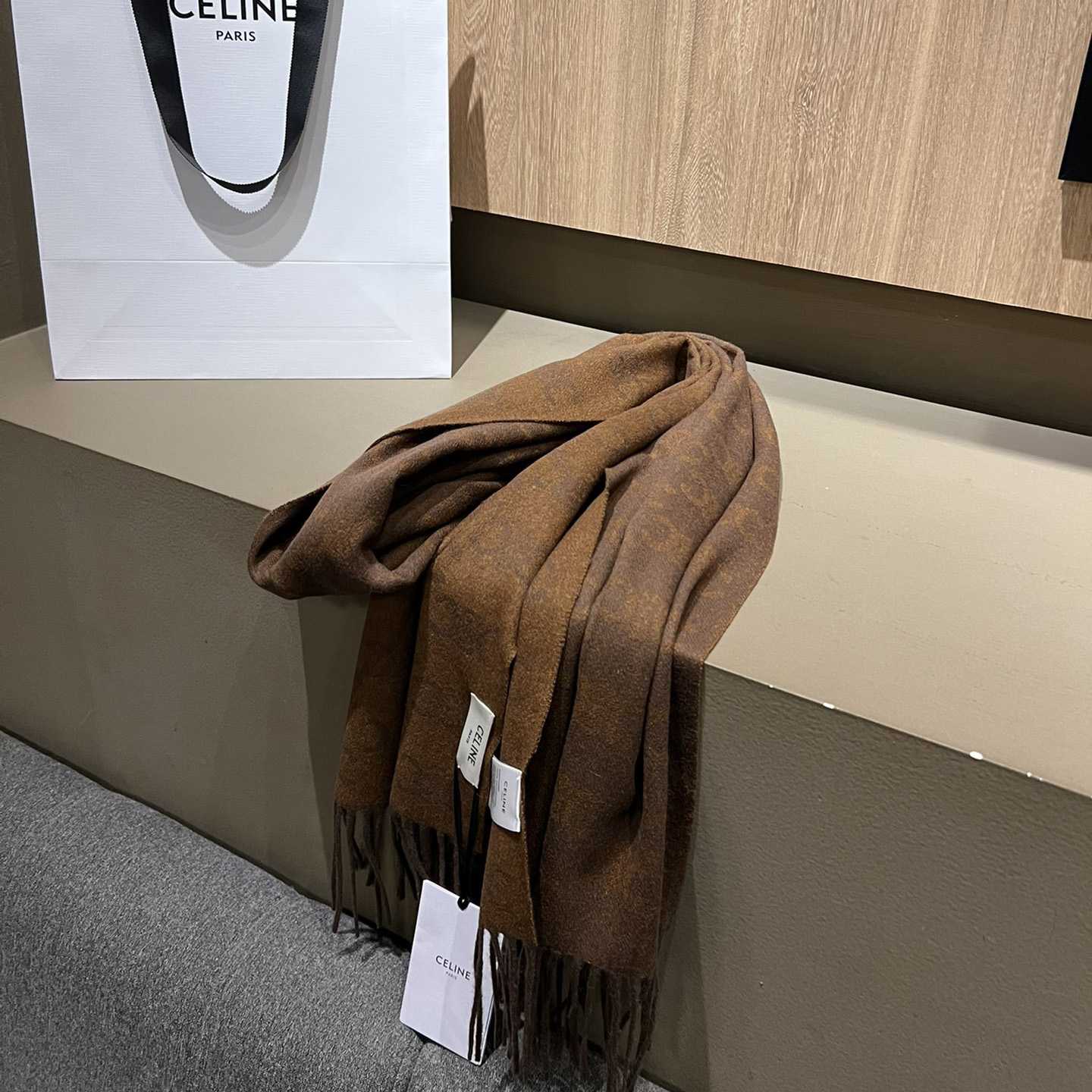 Celine Scarf In Monogram Cashmere Brown/toffee - DopestKickz