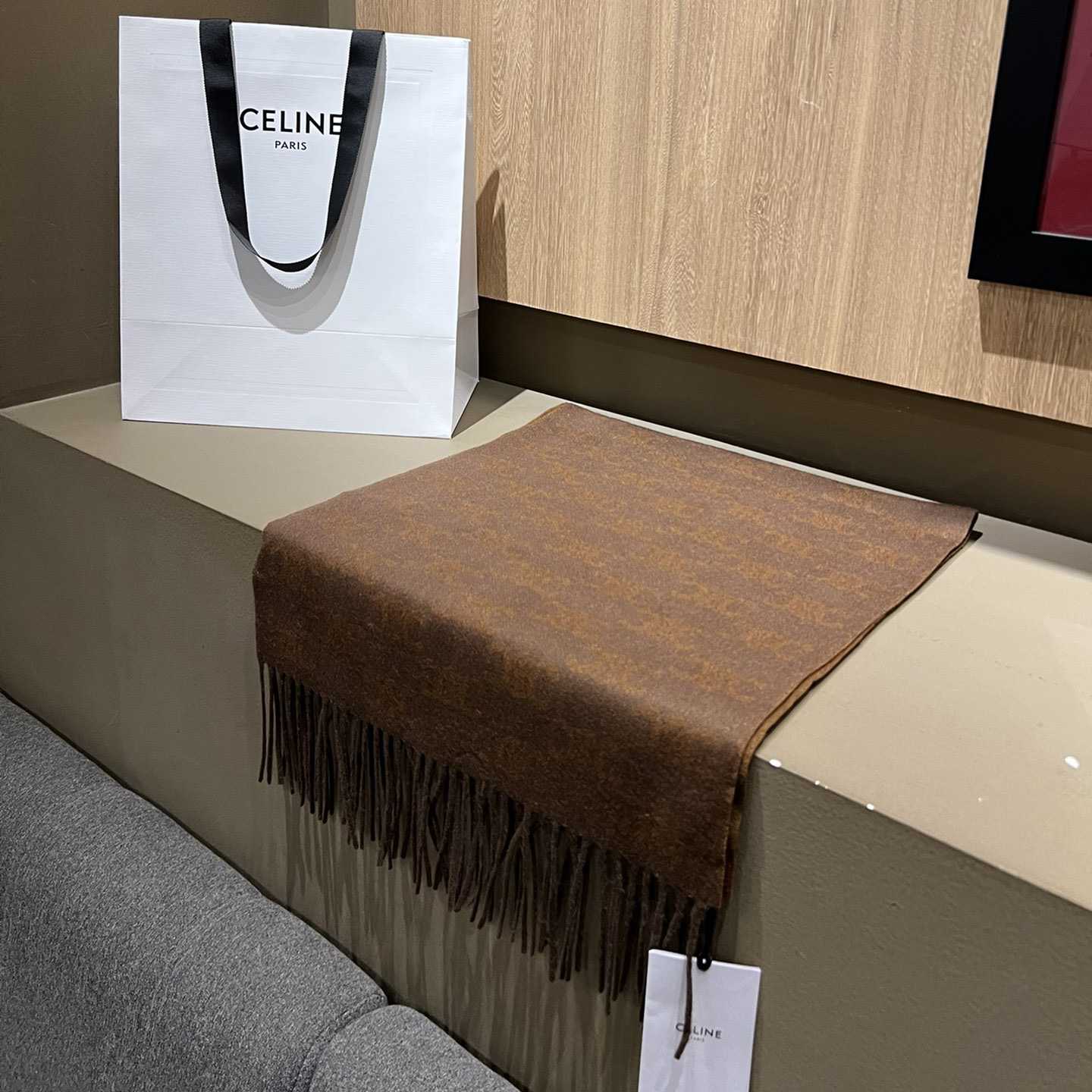 Celine Scarf In Monogram Cashmere Brown/toffee - DopestKickz
