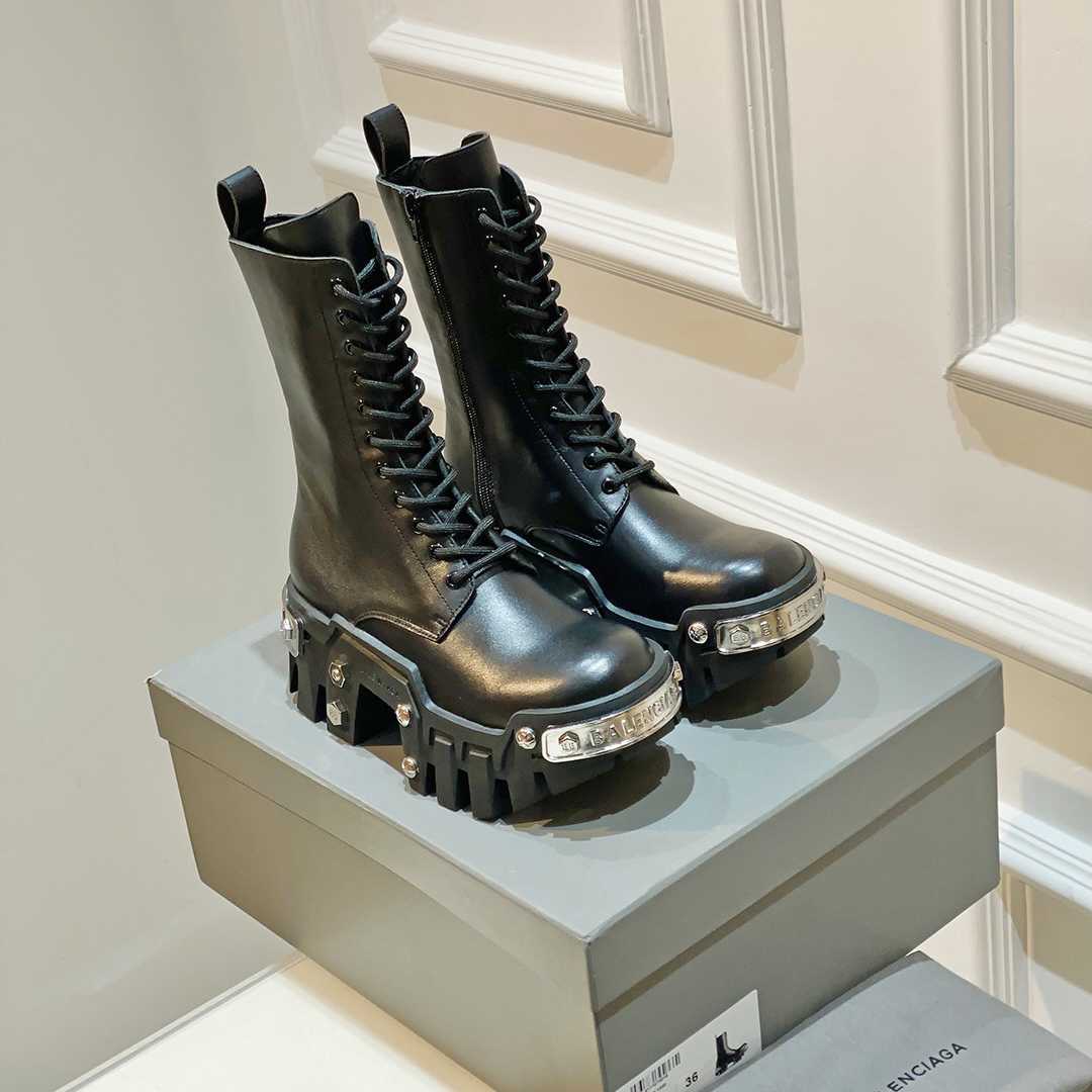 Balenciaga Bulldozer Lace-Up Boot In Black - DopestKickz