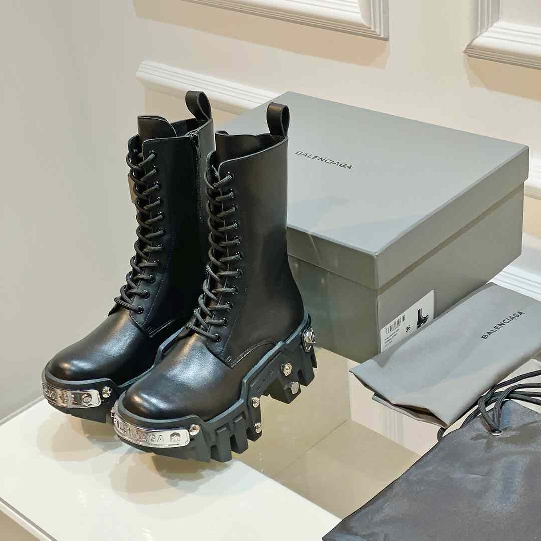 Balenciaga Bulldozer Lace-Up Boot In Black - DopestKickz