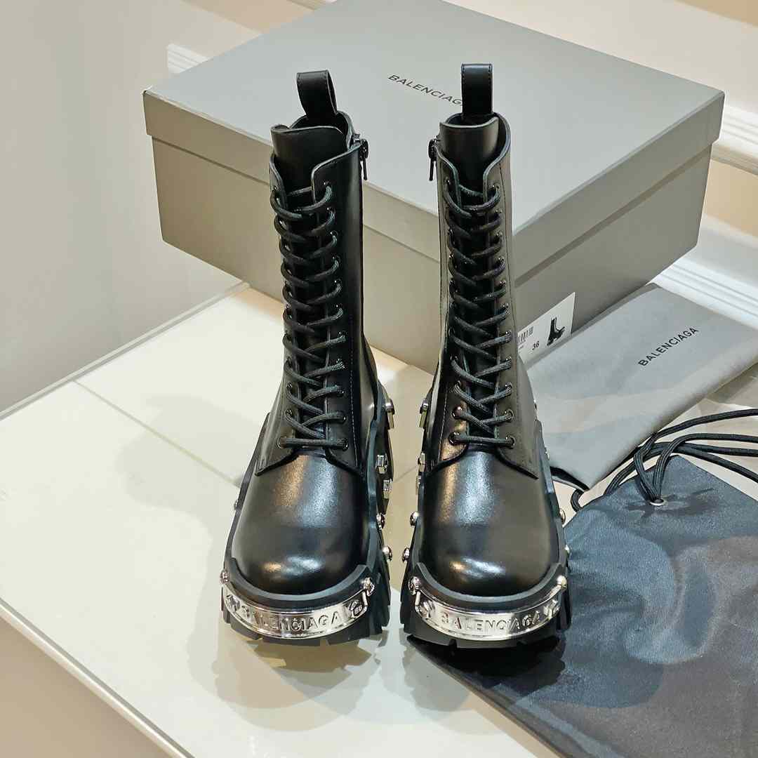 Balenciaga Bulldozer Lace-Up Boot In Black - DopestKickz