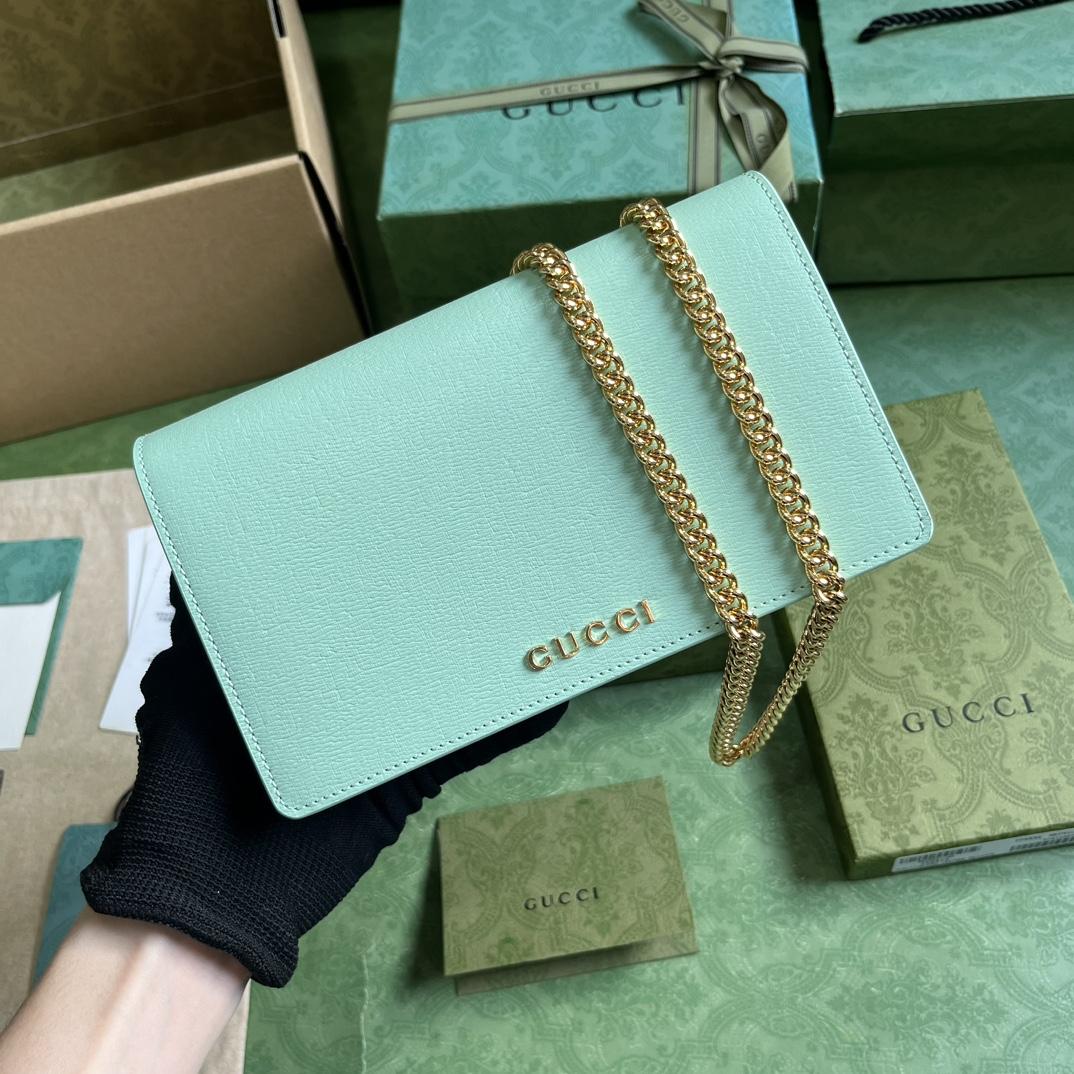 Gucci Chain Wallet With Gucci Script (12.5x 20x 4cm) - DopestKickz