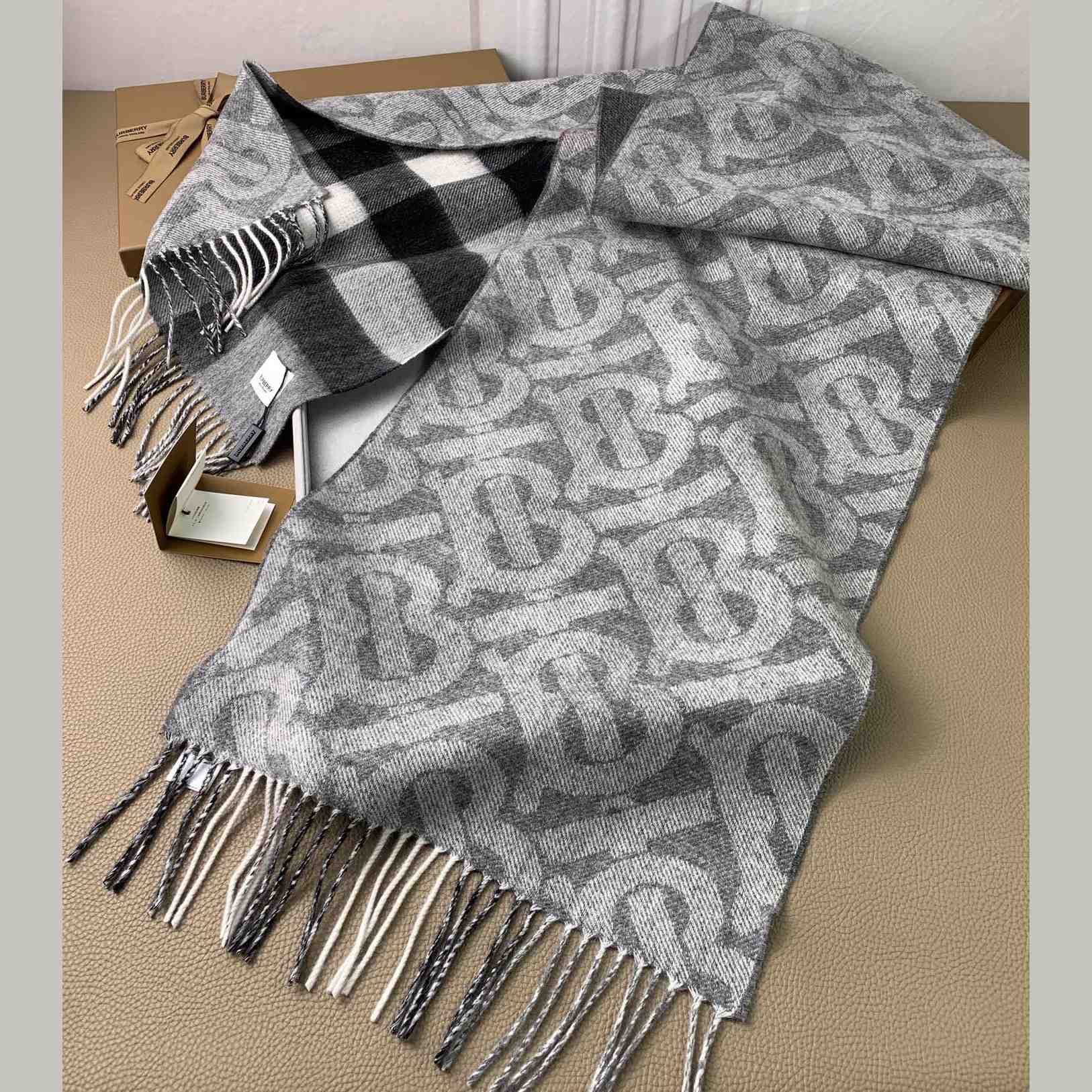 Burberry Check Cashmere Reversible Scarf - DopestKickz