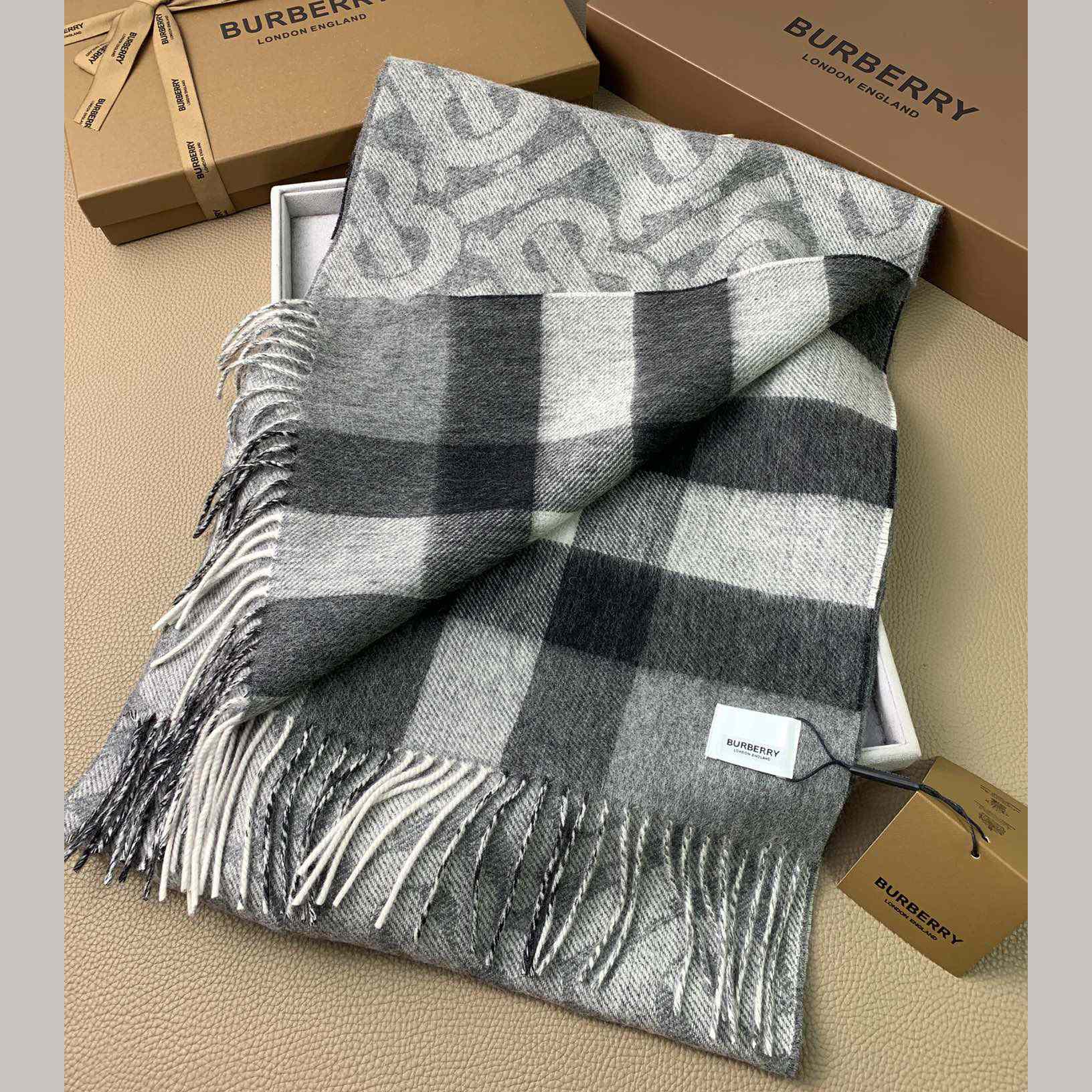 Burberry Check Cashmere Reversible Scarf - DopestKickz