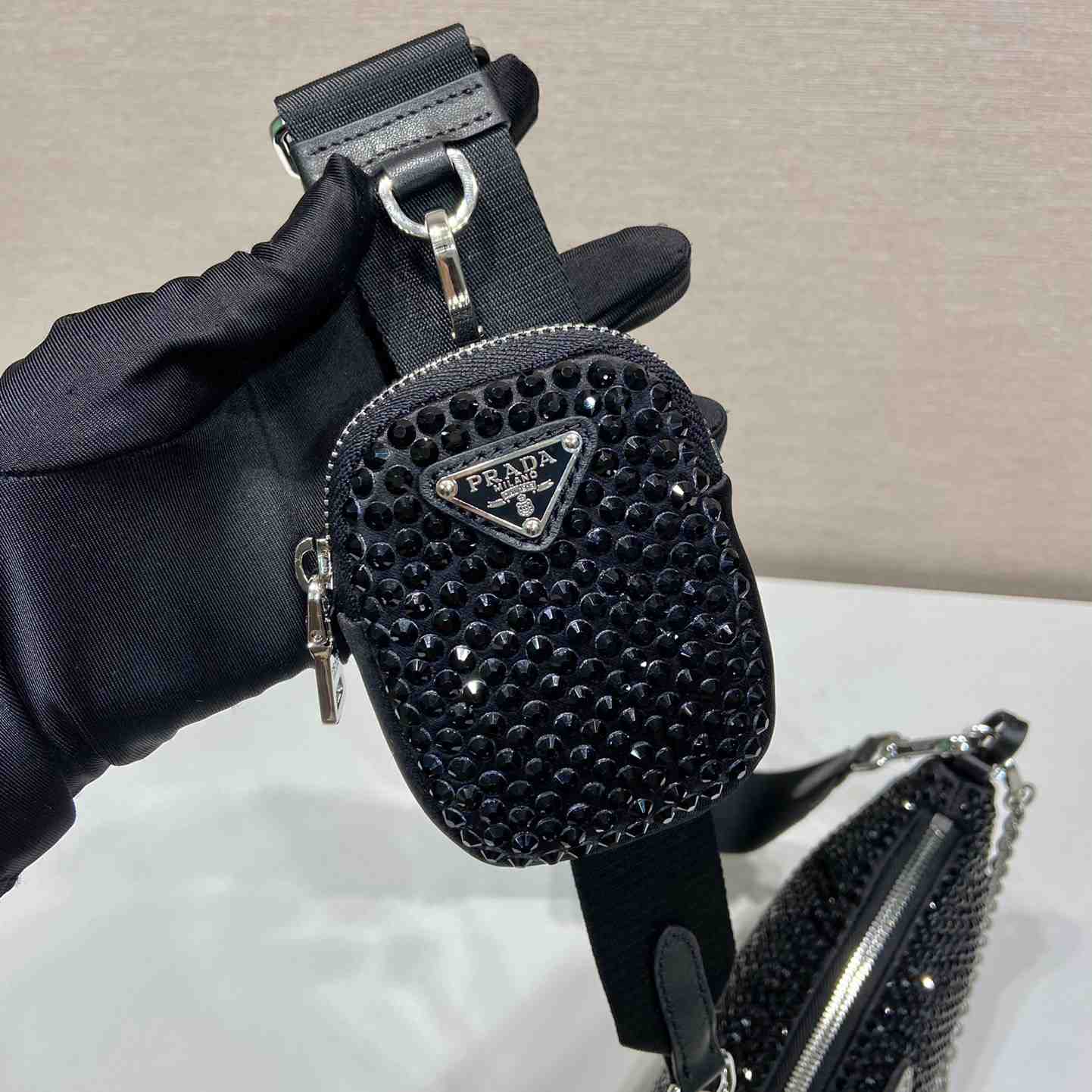 Prada Re-Edition 2005 Satin Bag With Crystals - DopestKickz