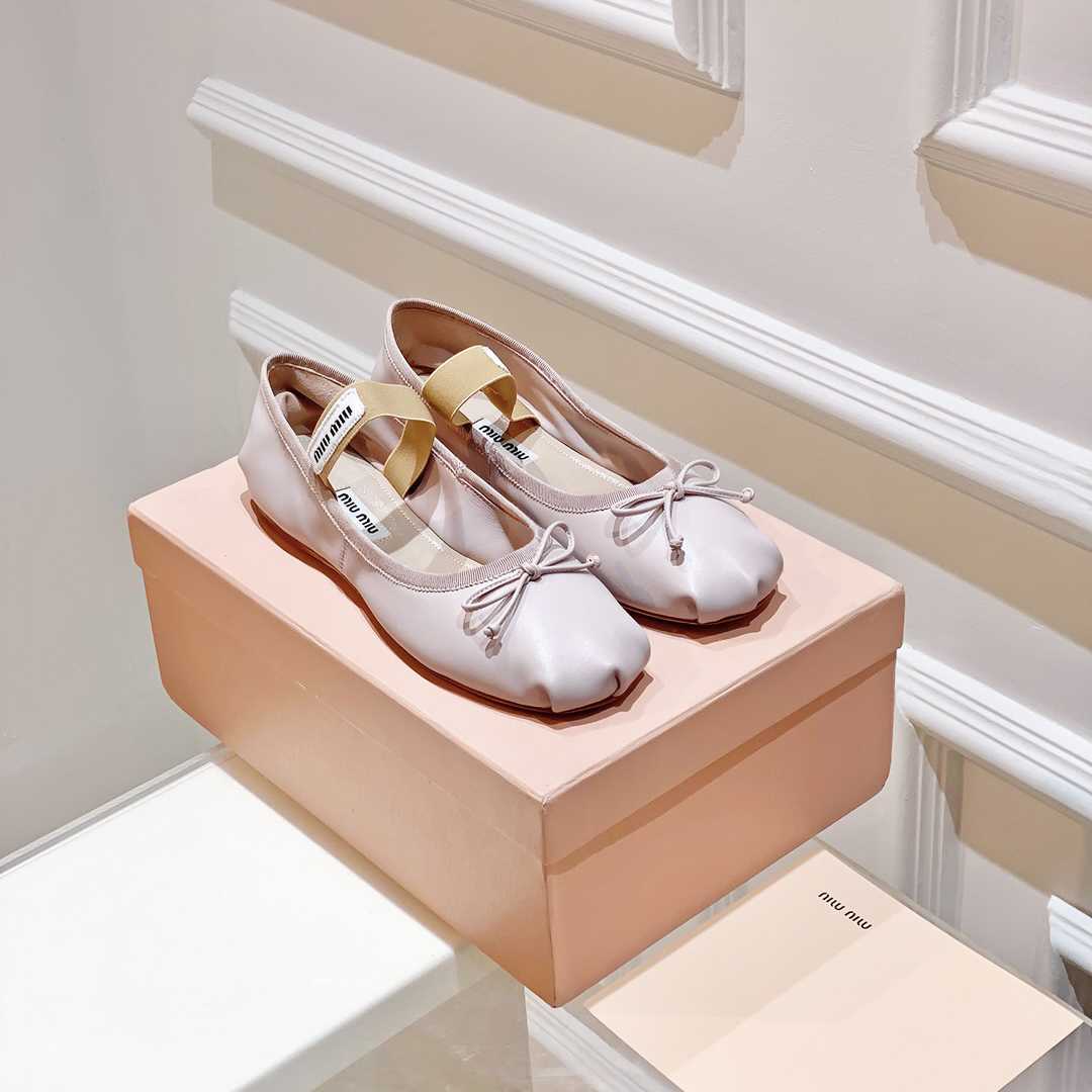 Miu Miu Satin Bow Ballerina Flats - DopestKickz
