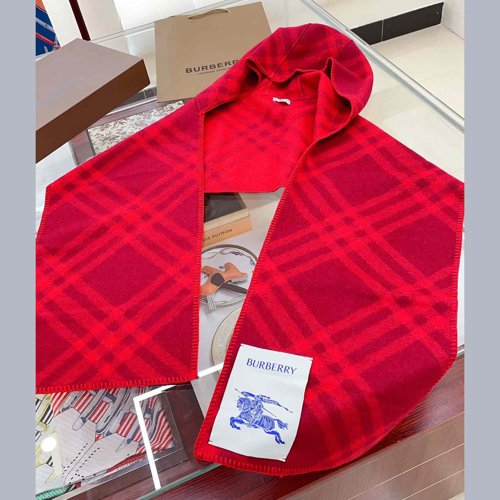 Burberry Check Wool Hooded Scarf - DopestKickz
