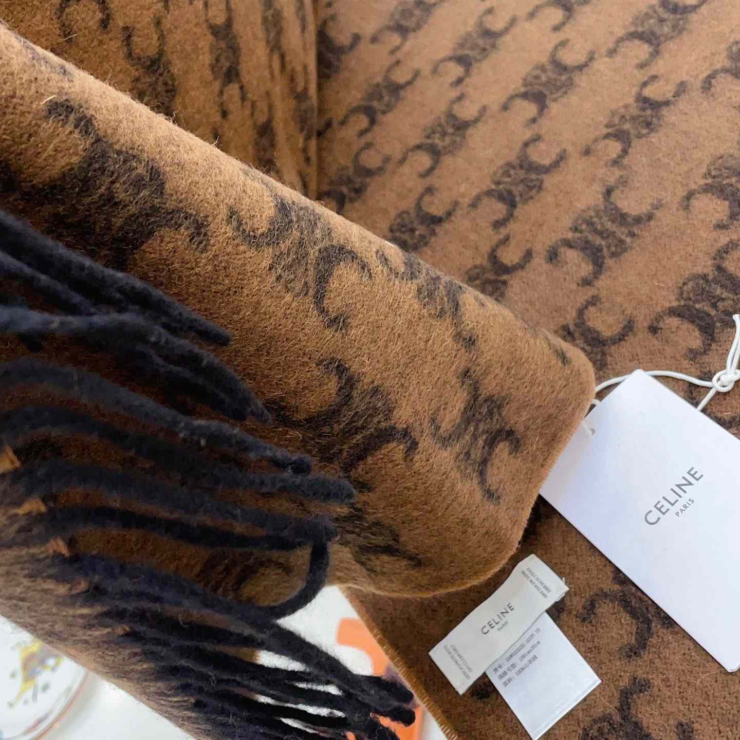 Celine Fringed Scarf In Monogram Cashmere  - DopestKickz