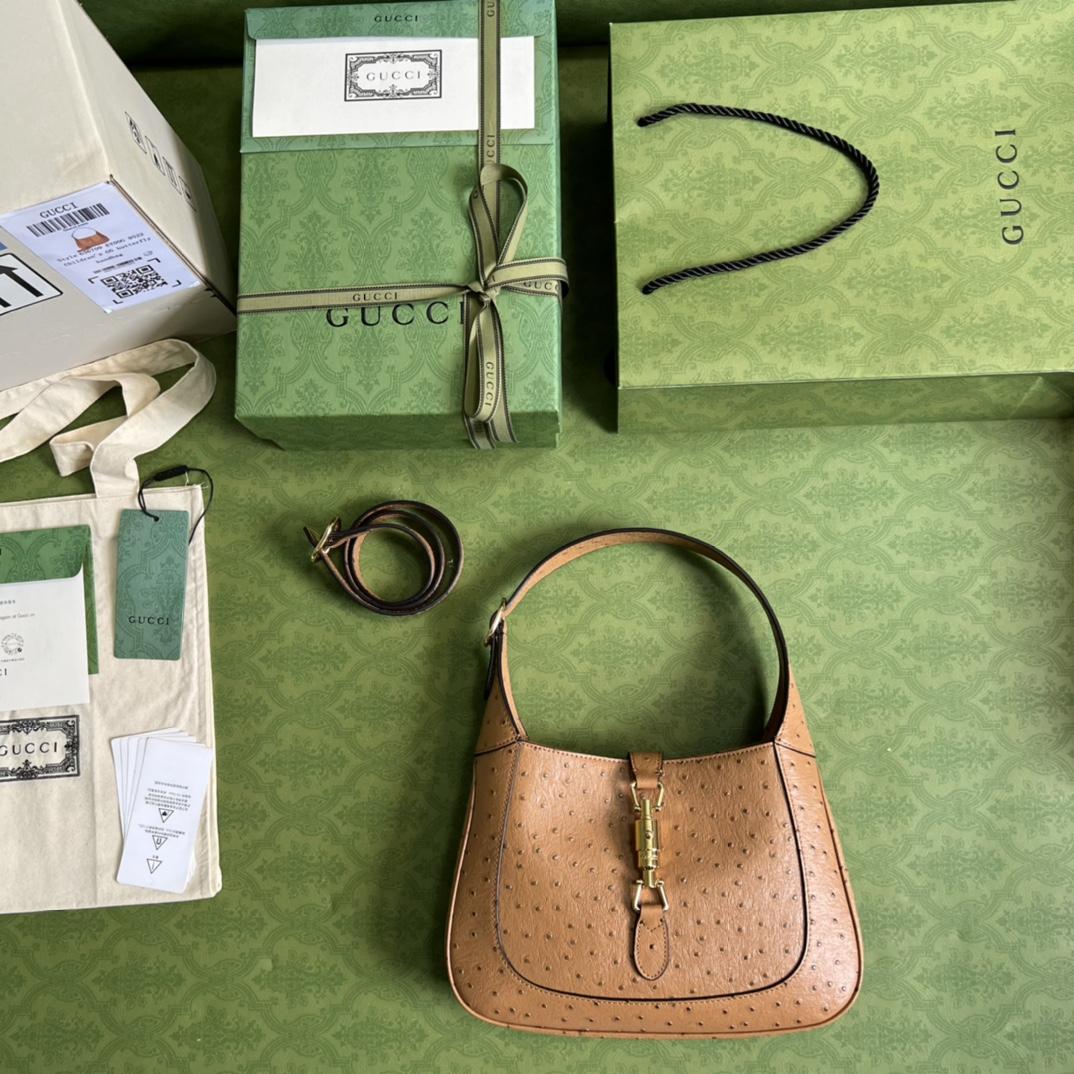 Gucci Jackie 1961 Ostrich Small Shoulder Bag(27.5*19*4cm) - DopestKickz