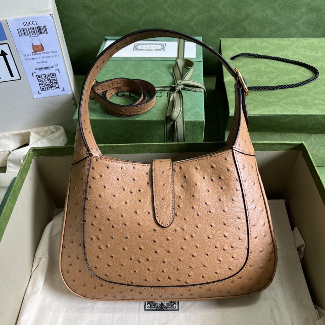 Gucci Jackie 1961 Ostrich Small Shoulder Bag(27.5*19*4cm) - DopestKickz