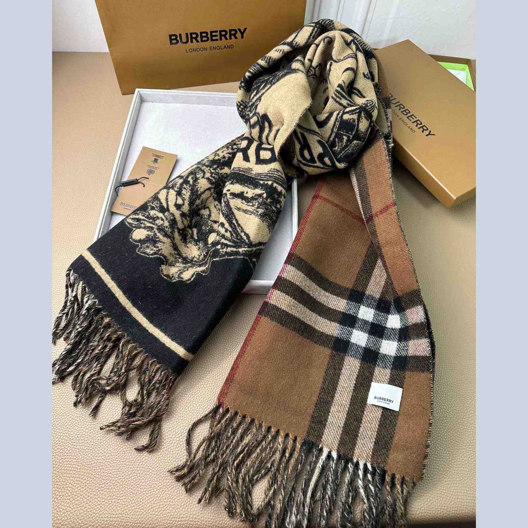 Burberry EKD Cashmere Reversible Scarf - DopestKickz