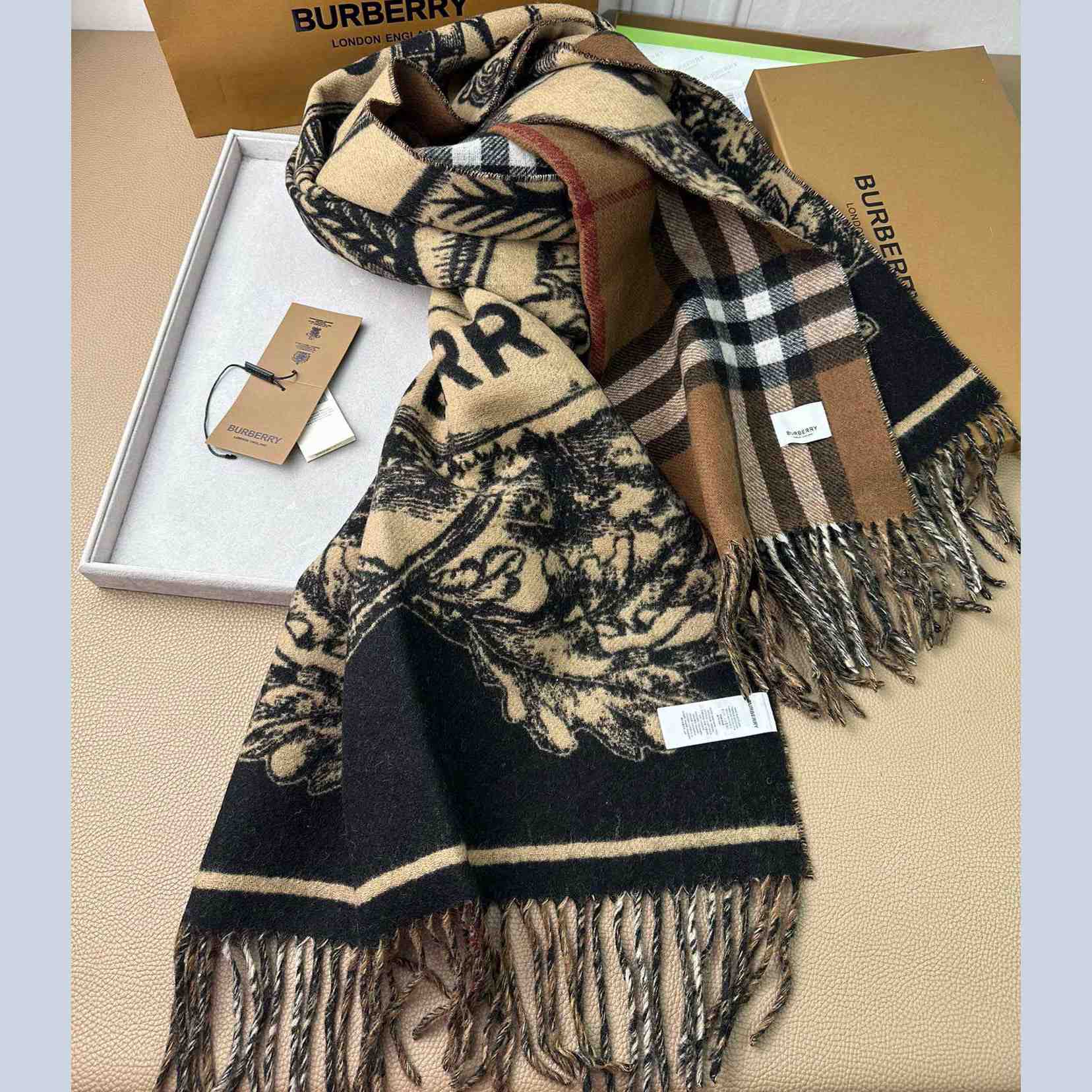 Burberry EKD Cashmere Reversible Scarf - DopestKickz