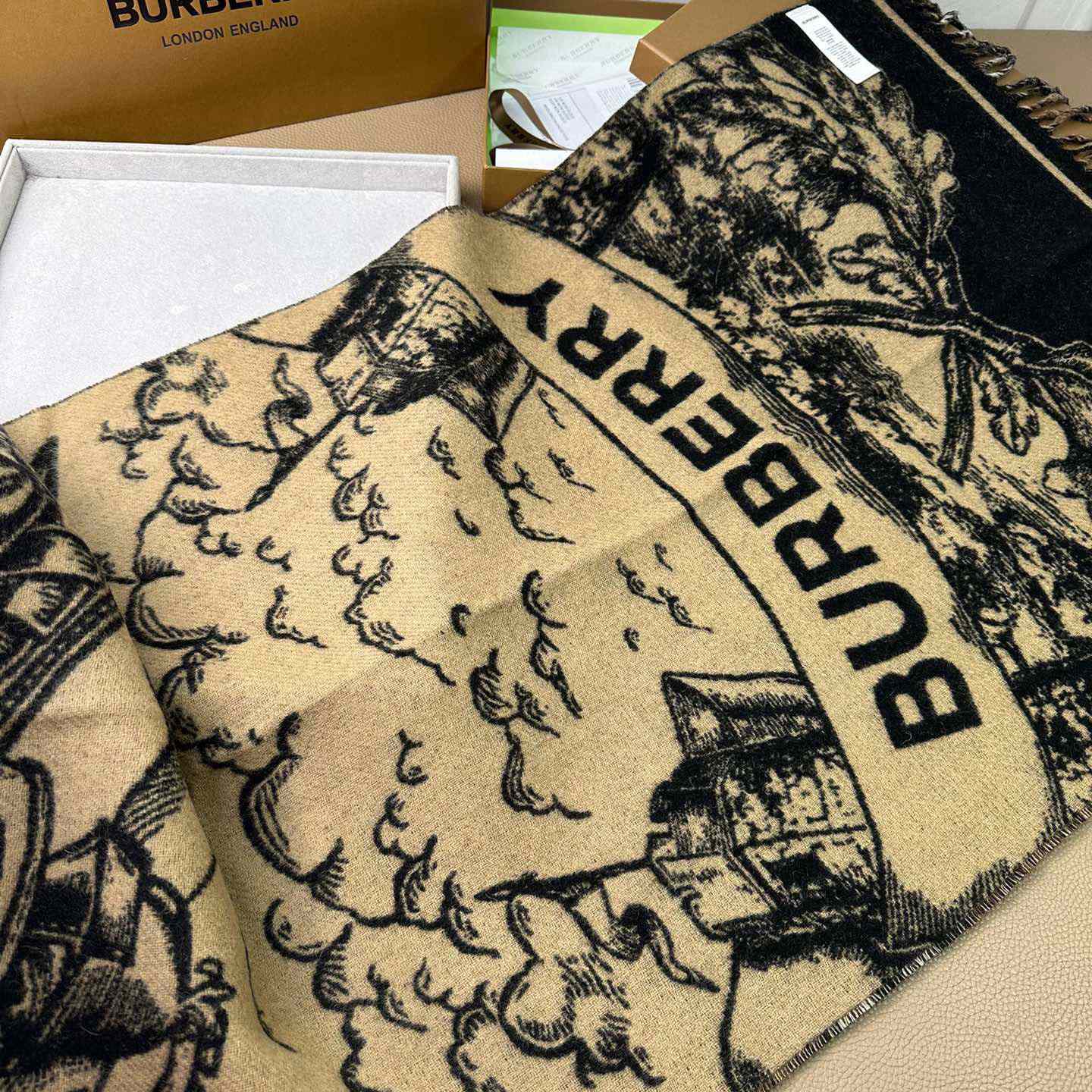 Burberry EKD Cashmere Reversible Scarf - DopestKickz