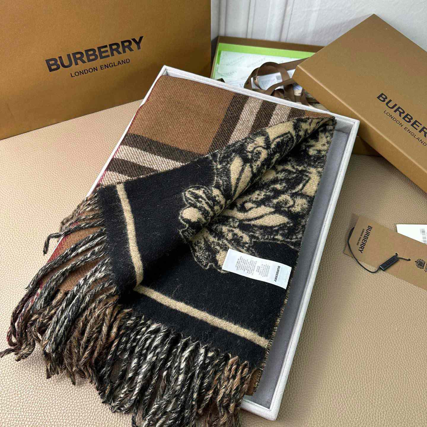 Burberry EKD Cashmere Reversible Scarf - DopestKickz