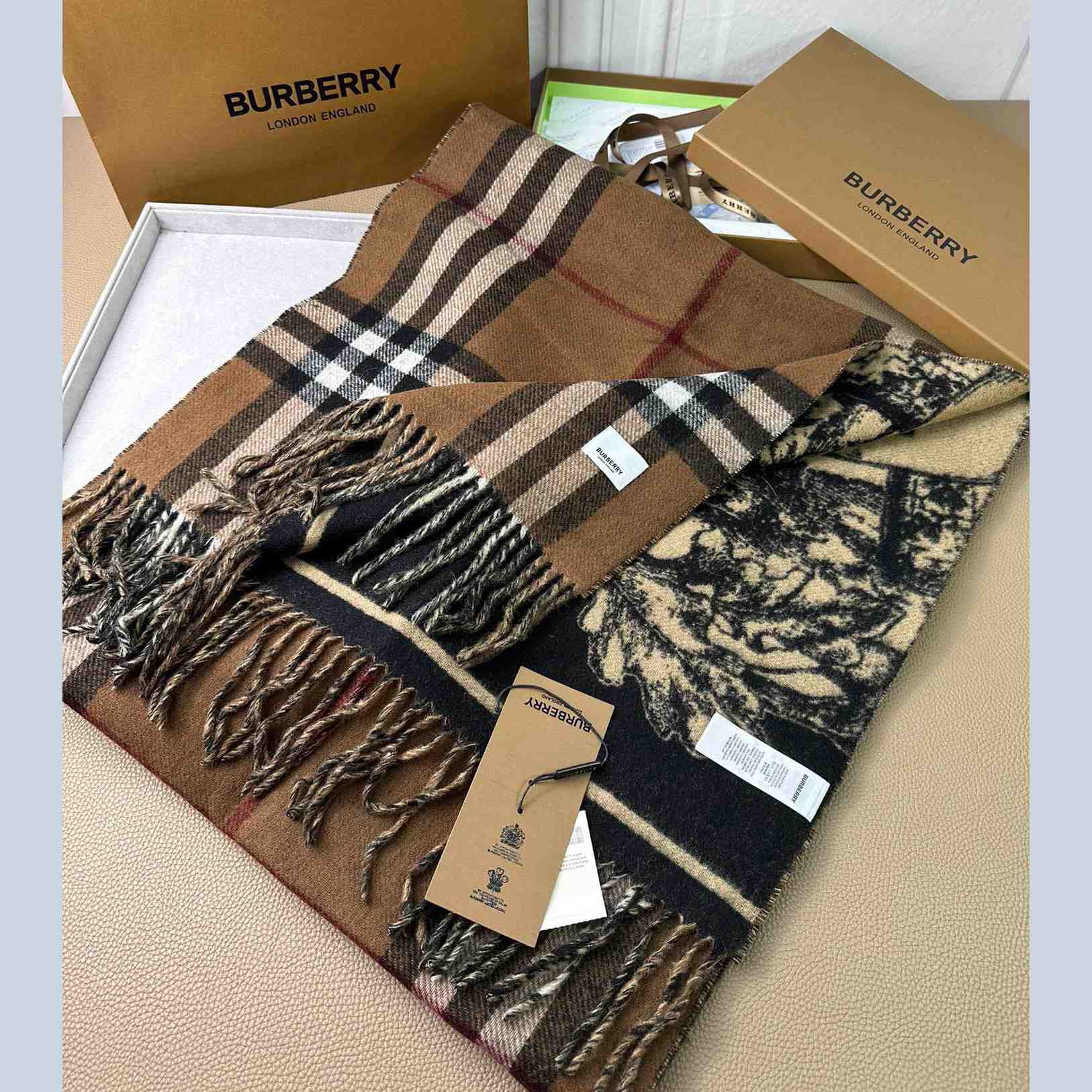 Burberry EKD Cashmere Reversible Scarf - DopestKickz