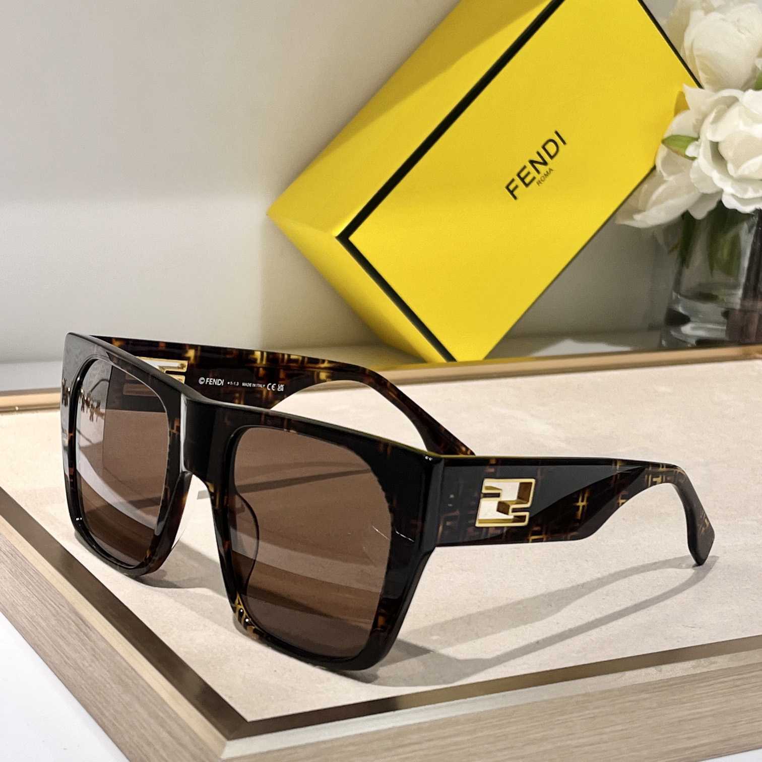 Fendi Baguette Havana Acetate Sunglasses - DopestKickz