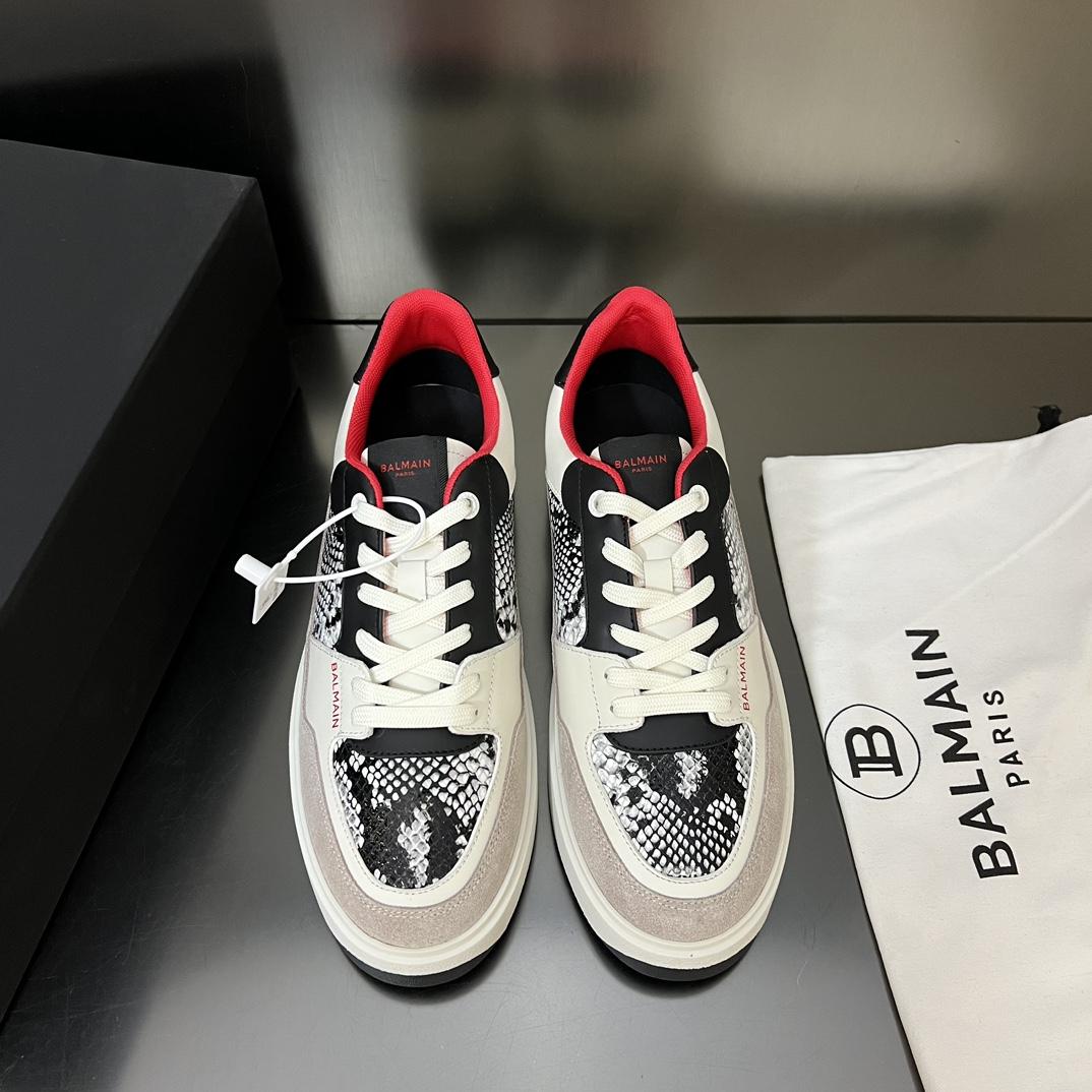 Balmain B-Court Flip Snakeskin-effect Leather And Suede Trainers - DopestKickz