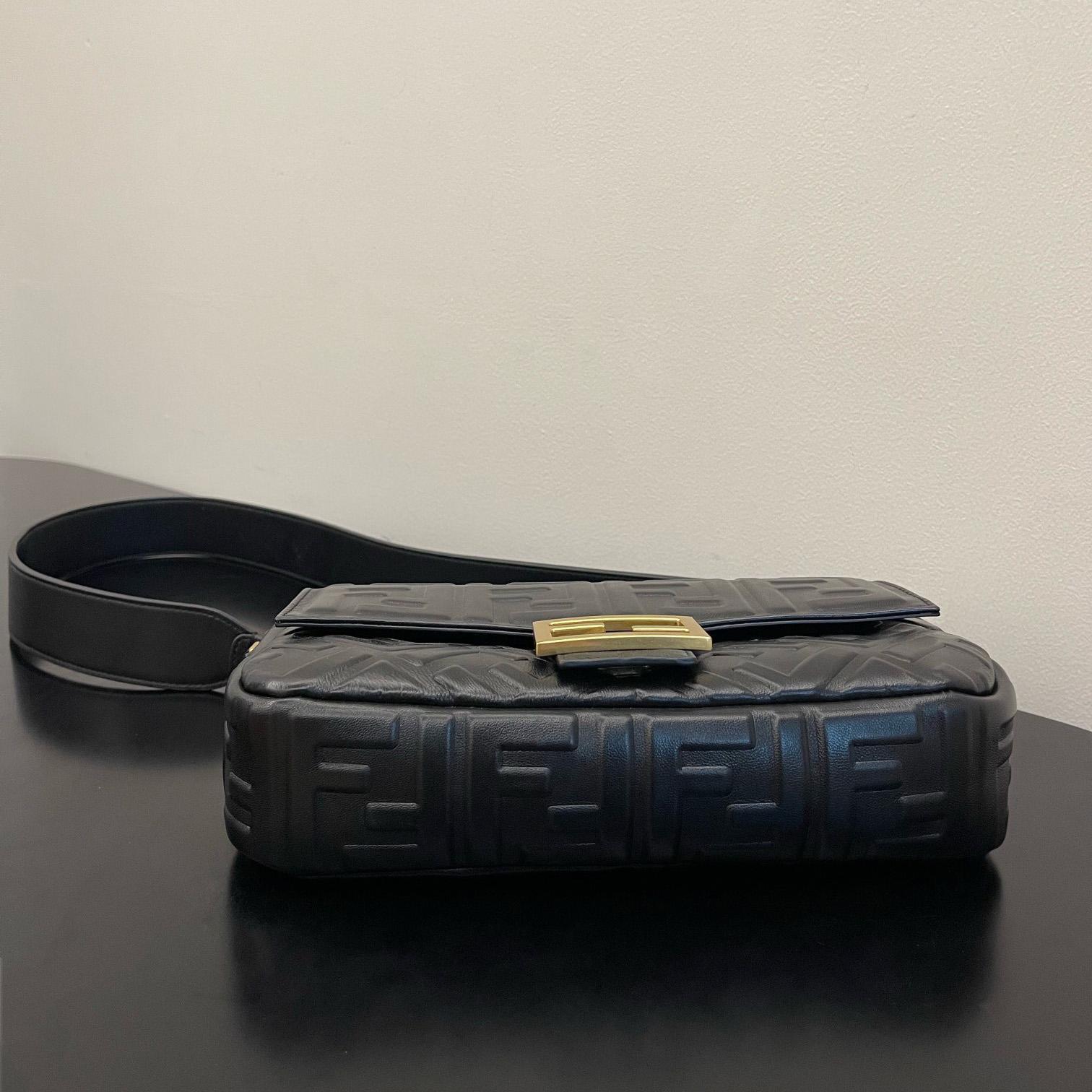 Fendi Baguette Black Leather Bag - DopestKickz