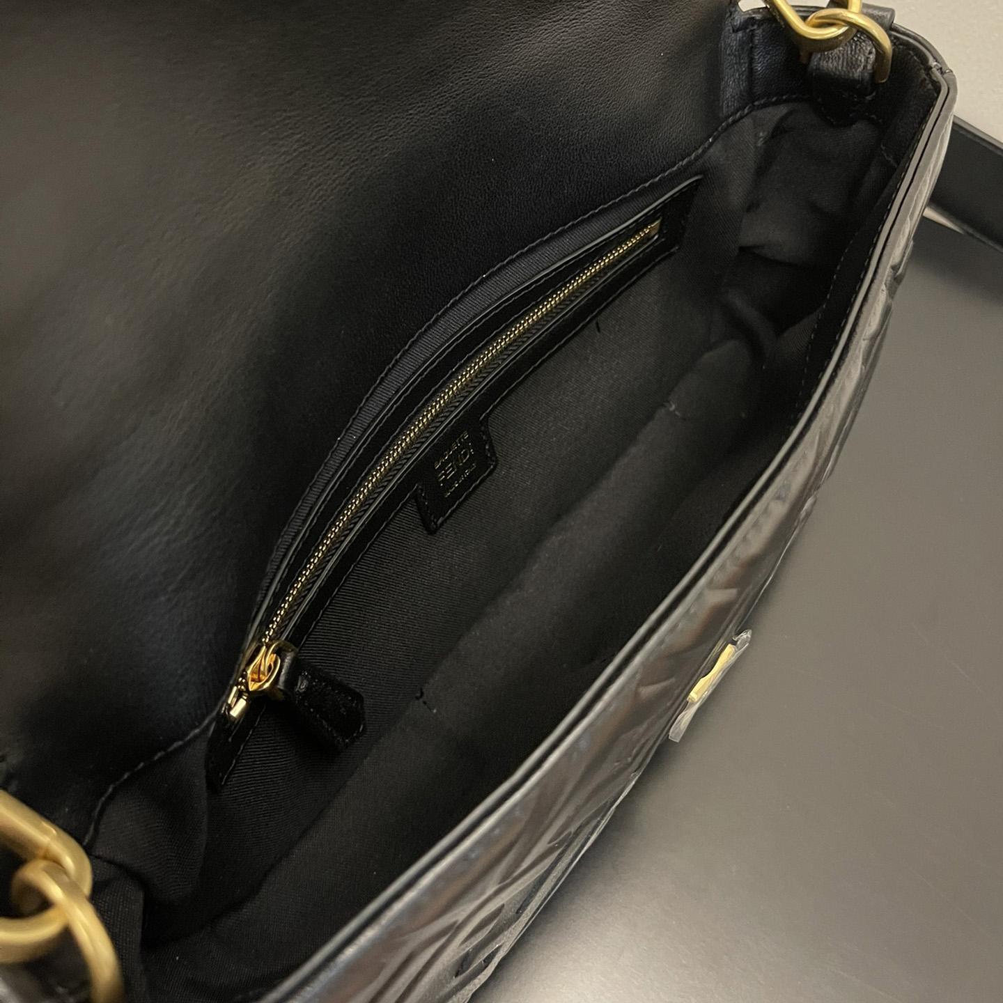 Fendi Baguette Black Leather Bag - DopestKickz